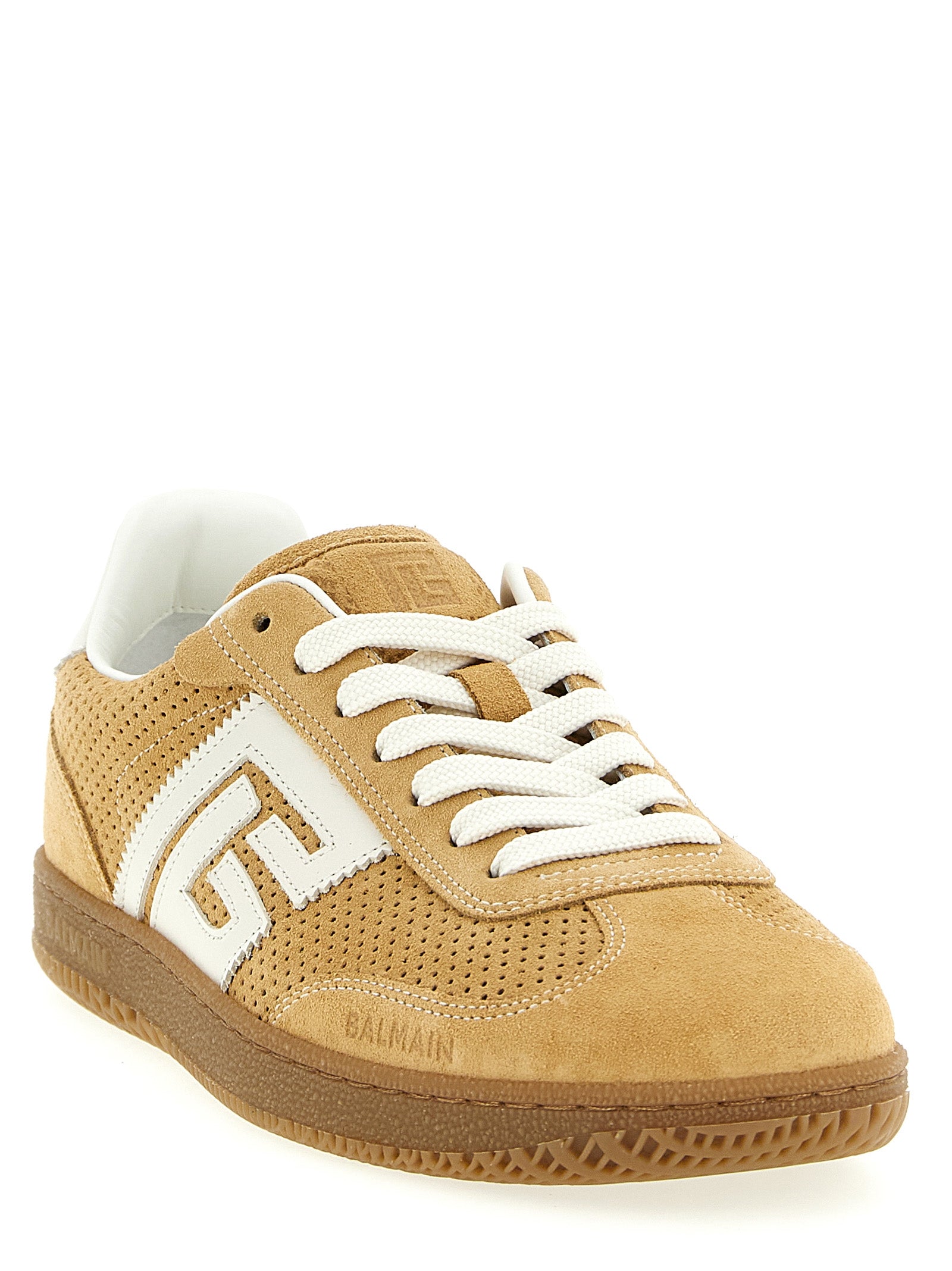 Balmain Beige Calfskin Low Top Women's Sneakers