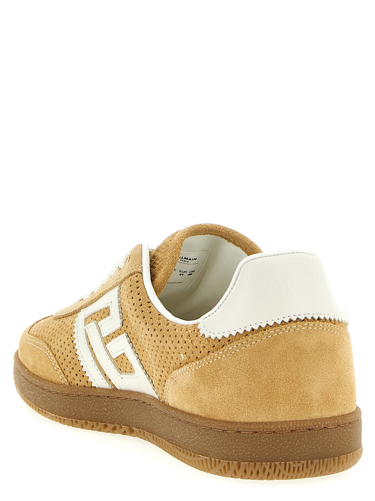 Balmain Beige Calfskin Low Top Women's Sneakers
