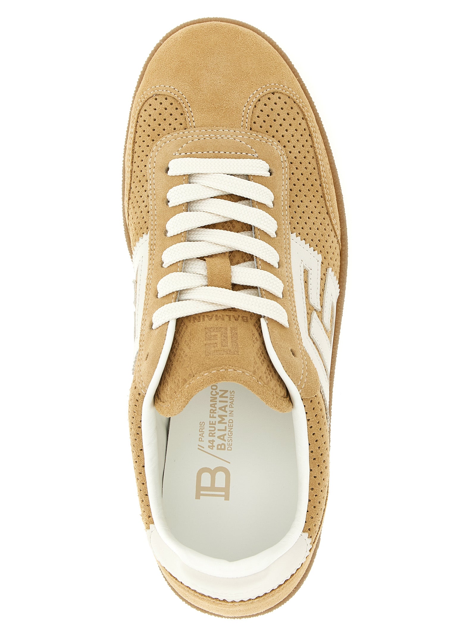 Balmain Beige Calfskin Low Top Women's Sneakers