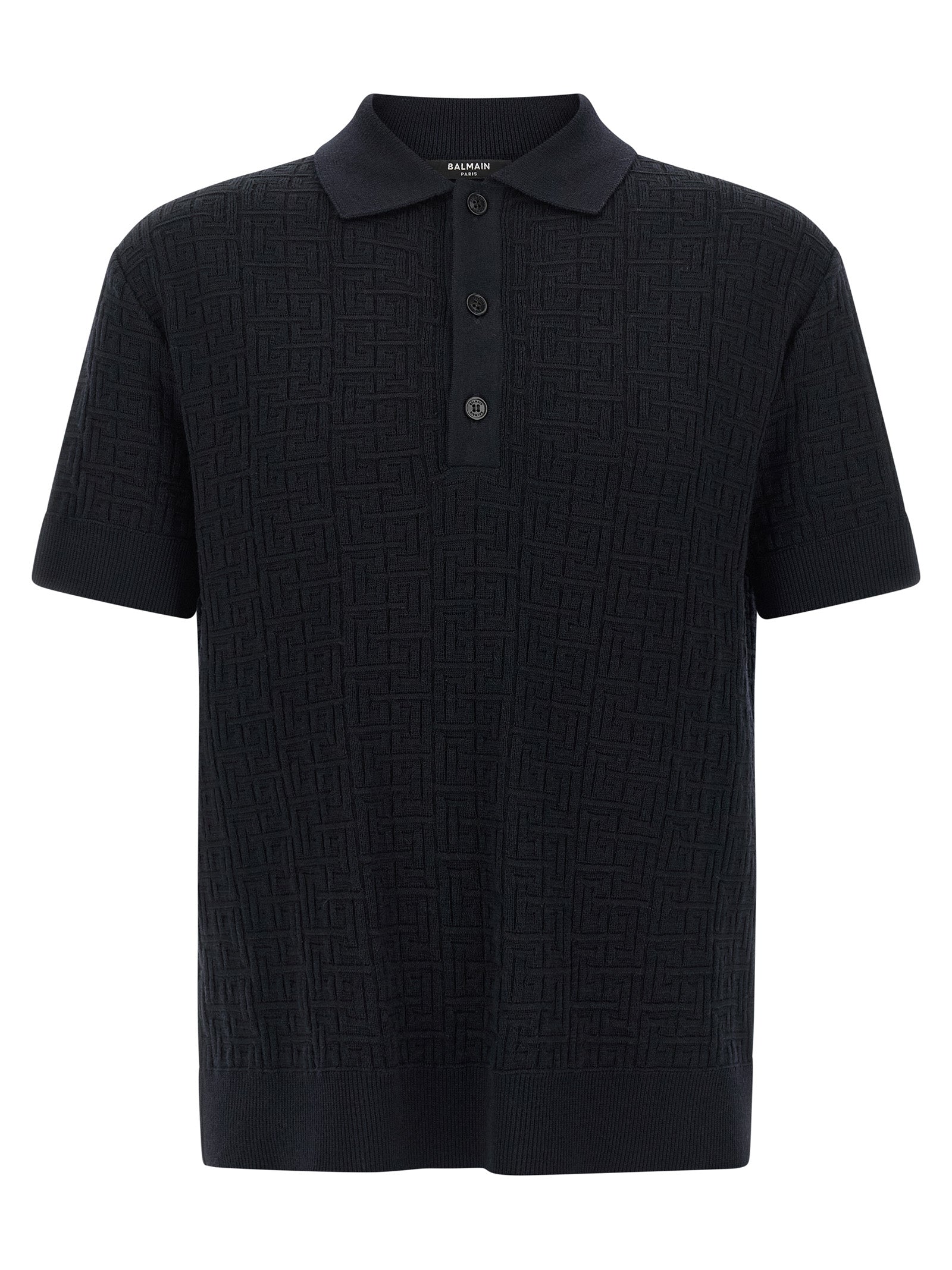 Balmain Blue Wool Polo Men's Shirt