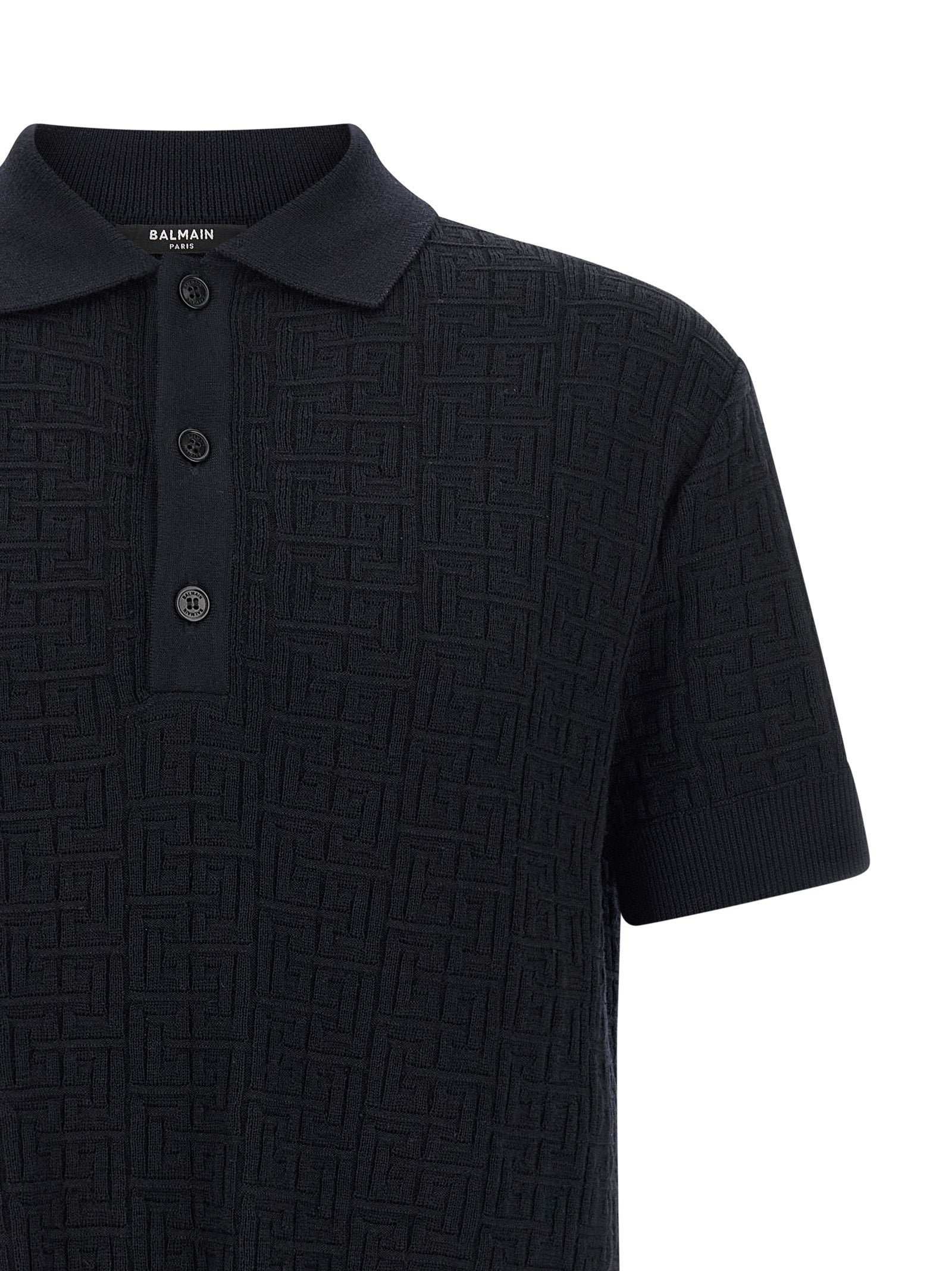Balmain Blue Wool Polo Men's Shirt