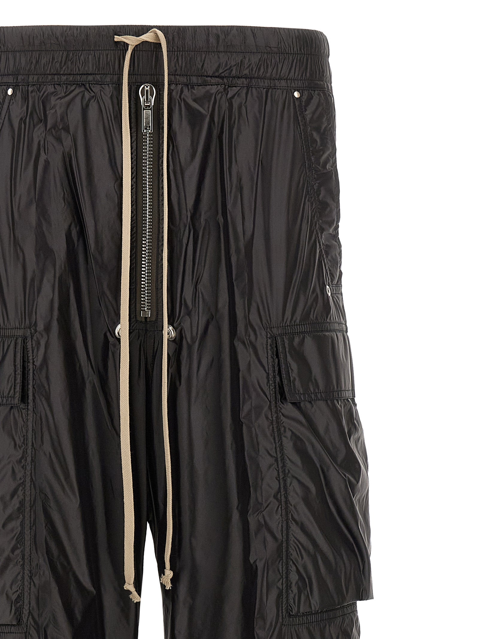 Rick Owens Black Nylon Cargo Men's Pants