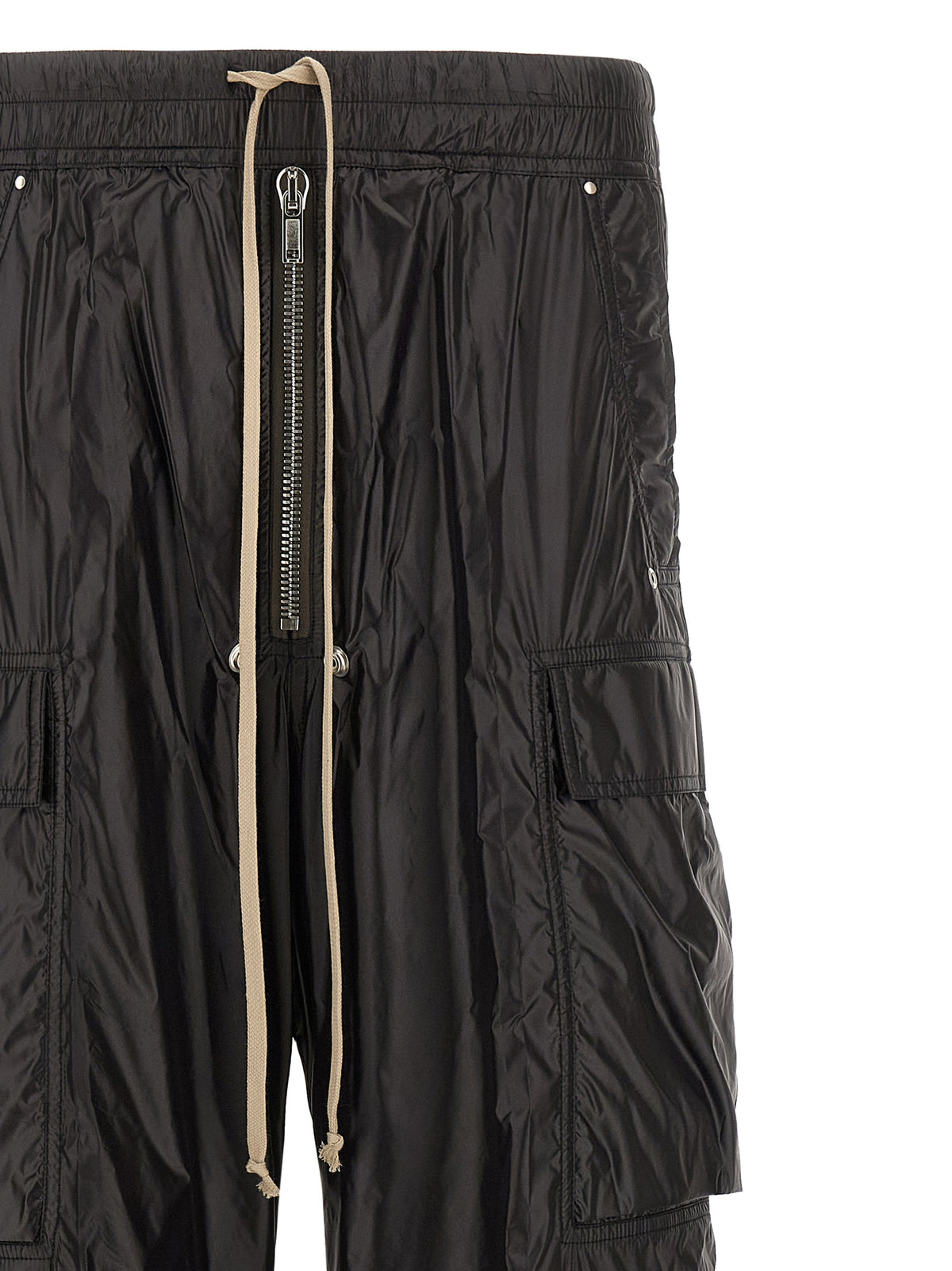 Rick Owens Black Nylon Cargo Men's Pants