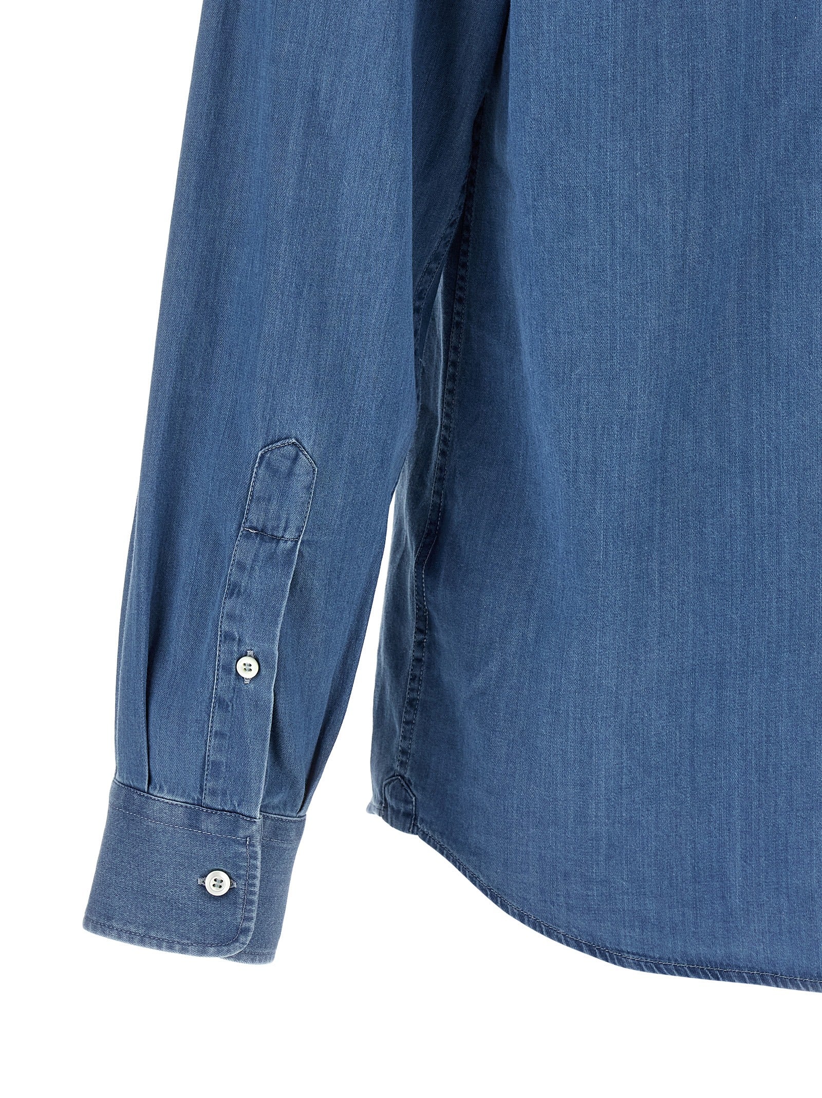 Brunello Cucinelli Blue Cotton Men's Blouse