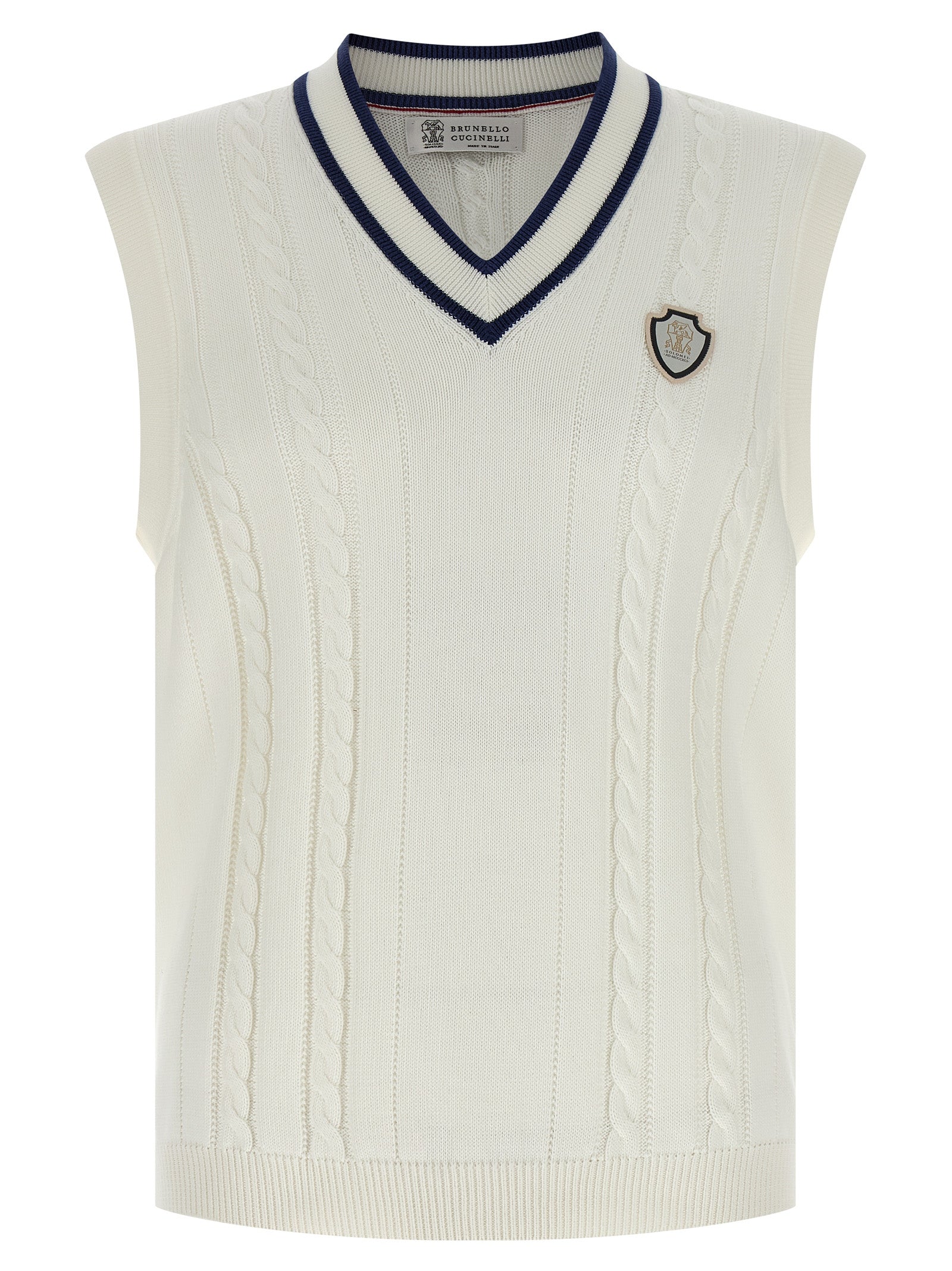 Brunello Cucinelli White Cotton Sleeveles Men's Sweater