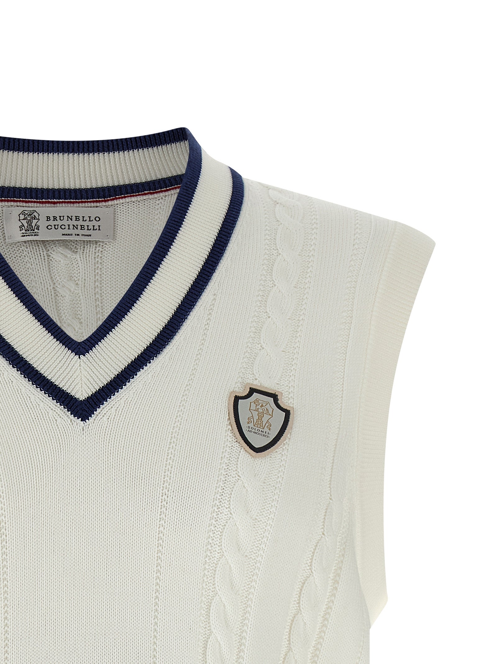 Brunello Cucinelli White Cotton Sleeveles Men's Sweater