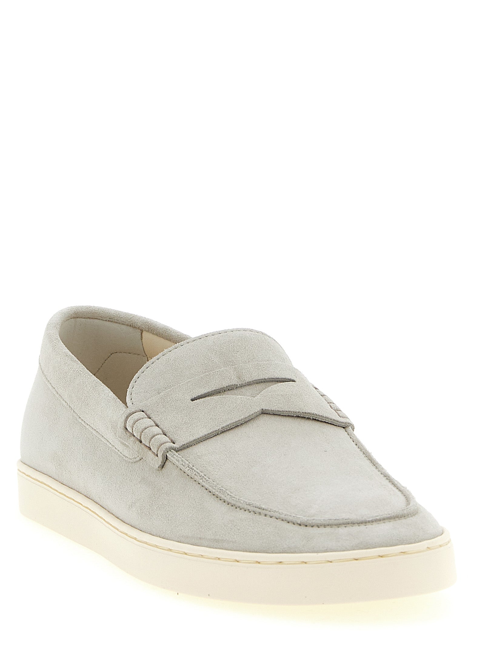 Brunello Cucinelli Gray Calfskin Slip-On Men's Loafers