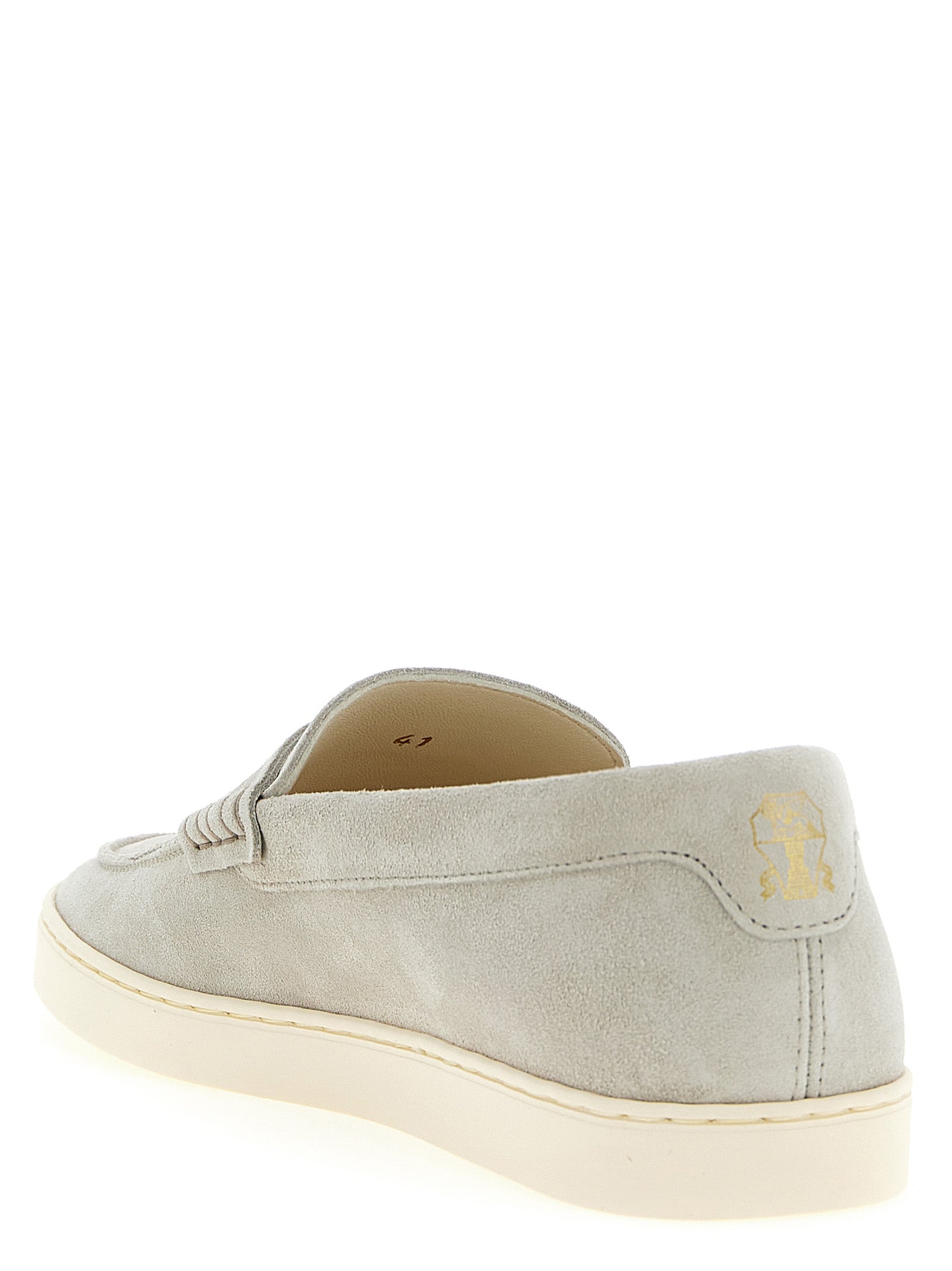 Brunello Cucinelli Gray Calfskin Slip-On Men's Loafers