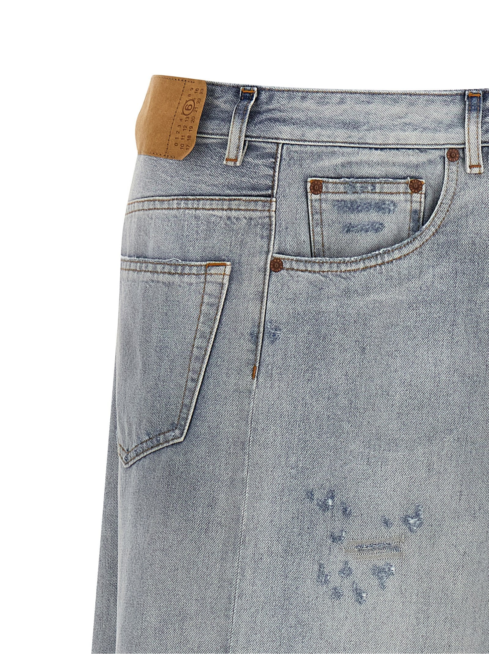 MM6 Maison Margiela Blue Cotton Mini Women's Skirt