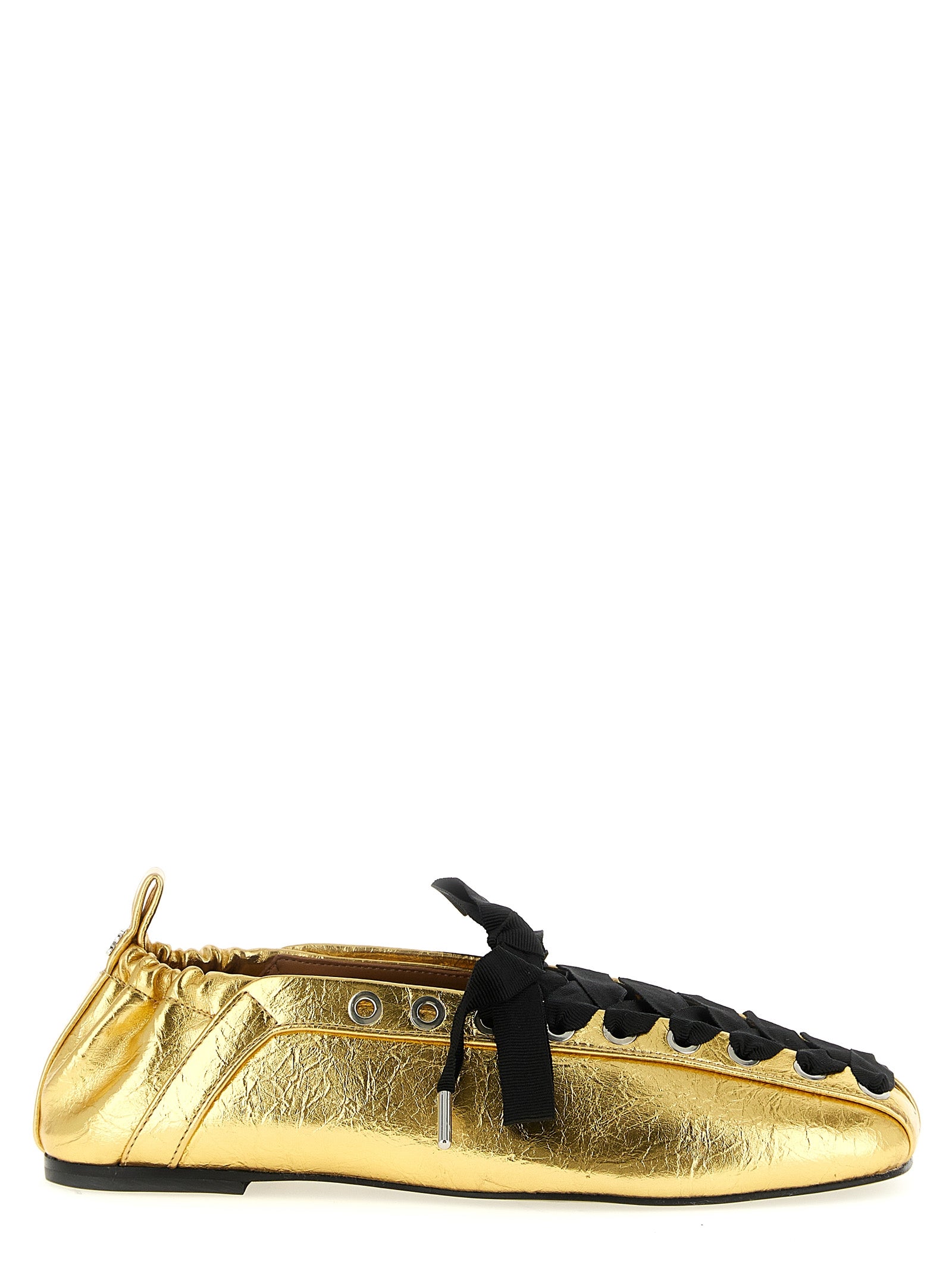 Ganni Gold Polyethylene Ballet Women's Flats