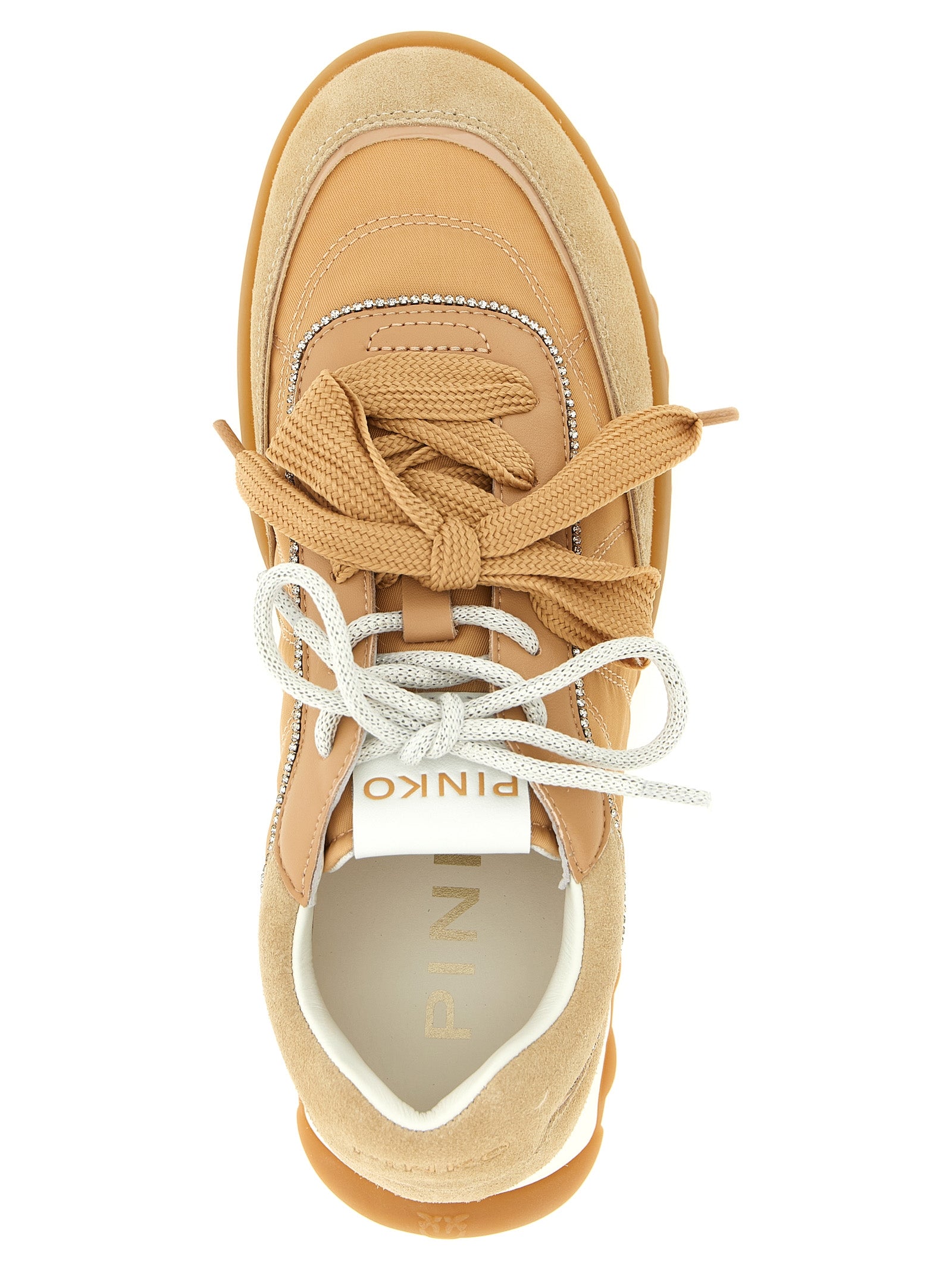 PINKO Beige Calfskin Athletic Women's Sneakers