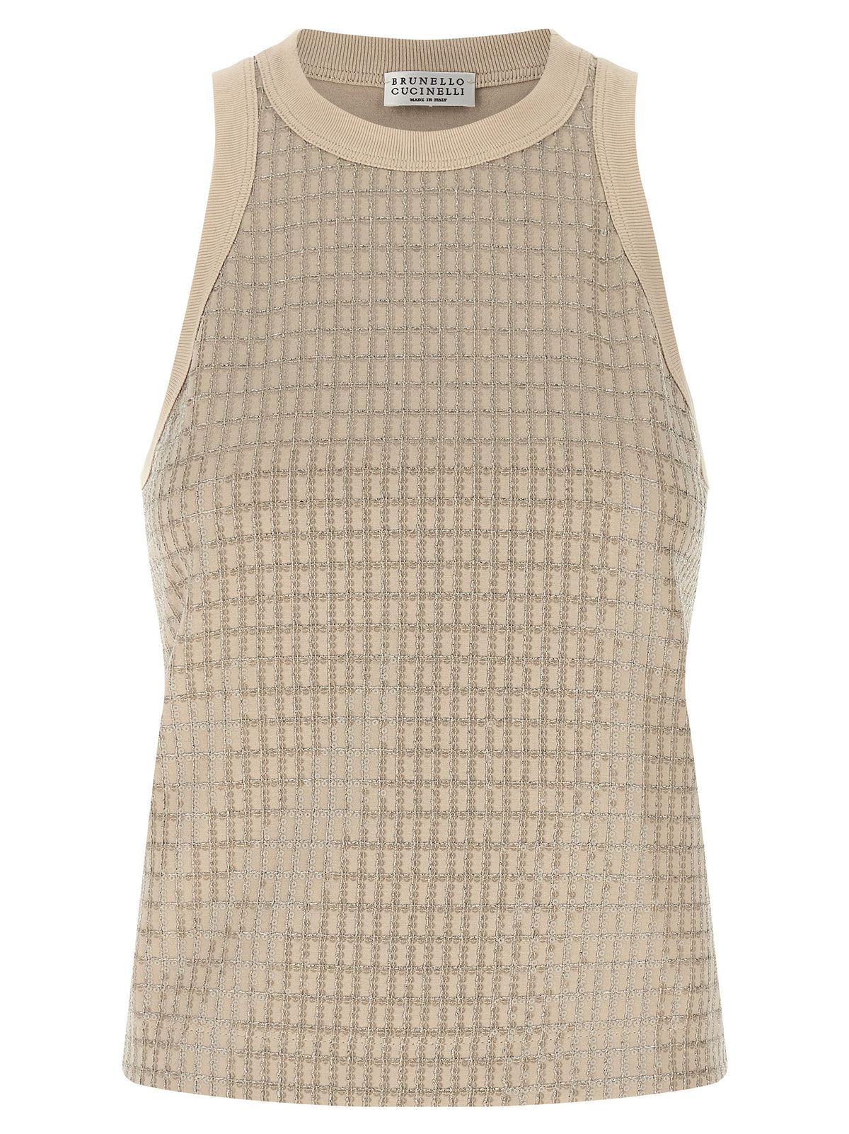 Brunello Cucinelli Beige Cotton Tank Women's Tops