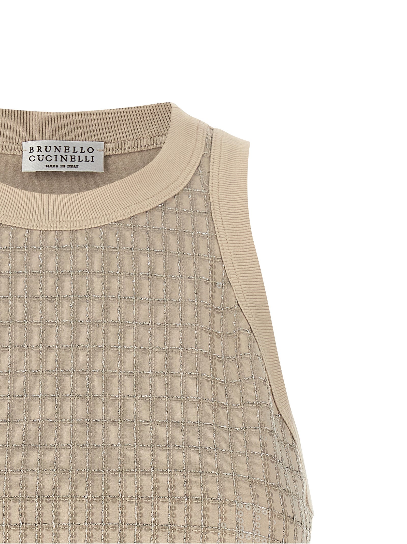 Brunello Cucinelli Beige Cotton Tank Women's Tops