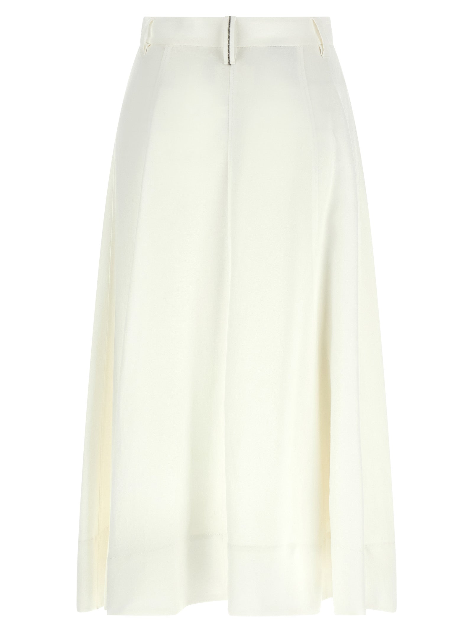 Brunello Cucinelli White Viscose Midi Women's Skirt