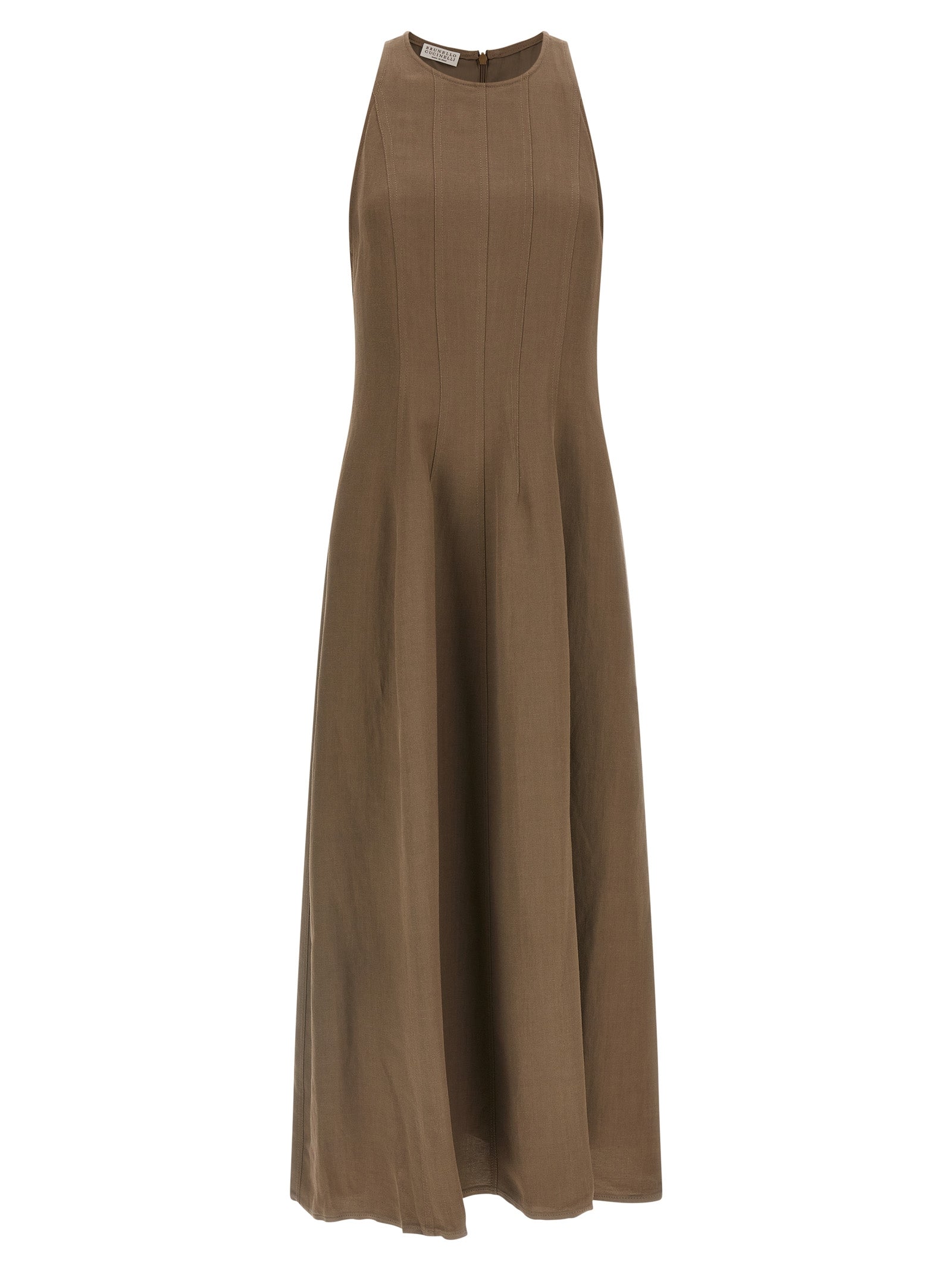 Brunello Cucinelli Brown Viscose Midi Women's Dress