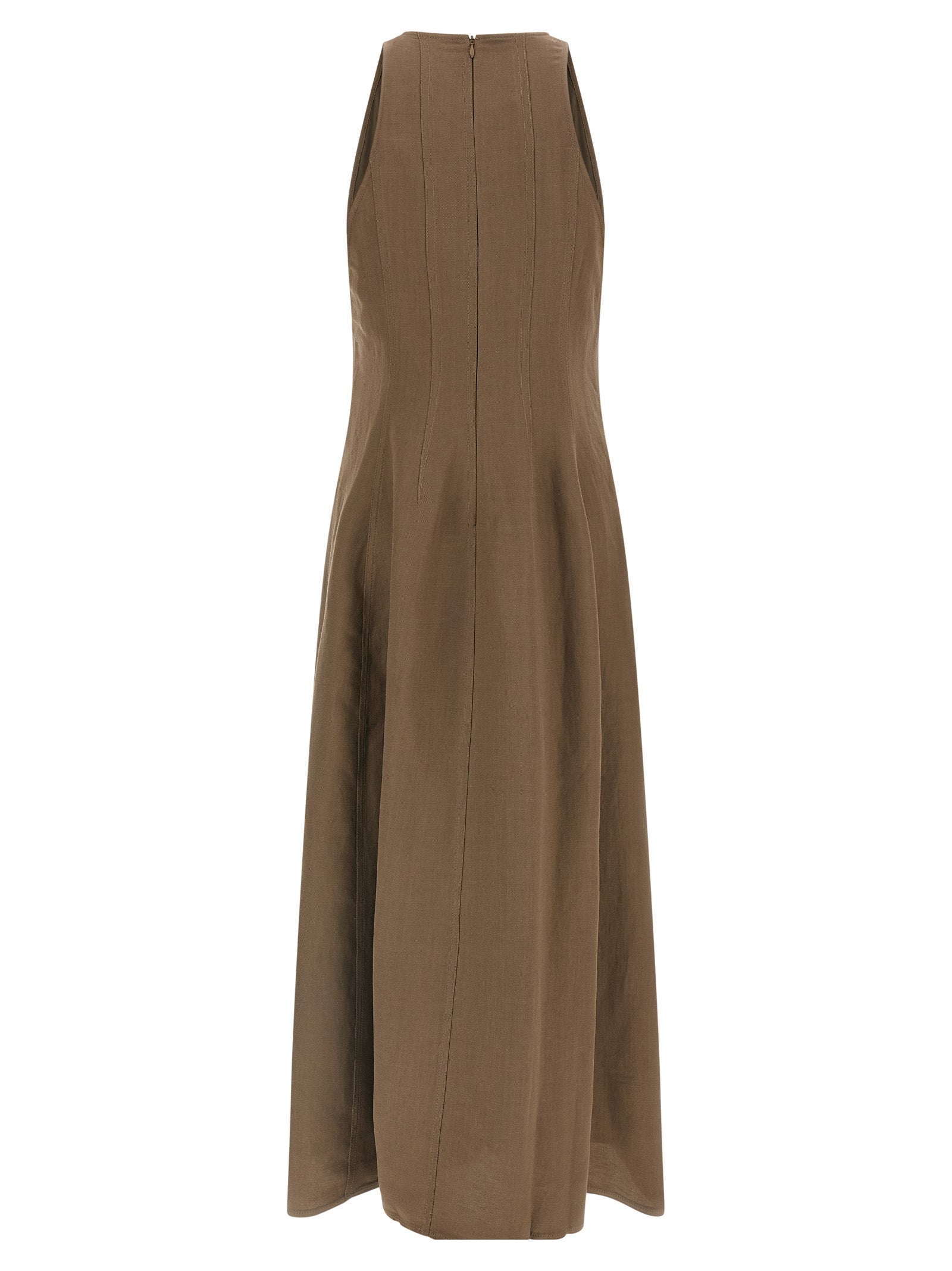 Brunello Cucinelli Brown Viscose Midi Women's Dress
