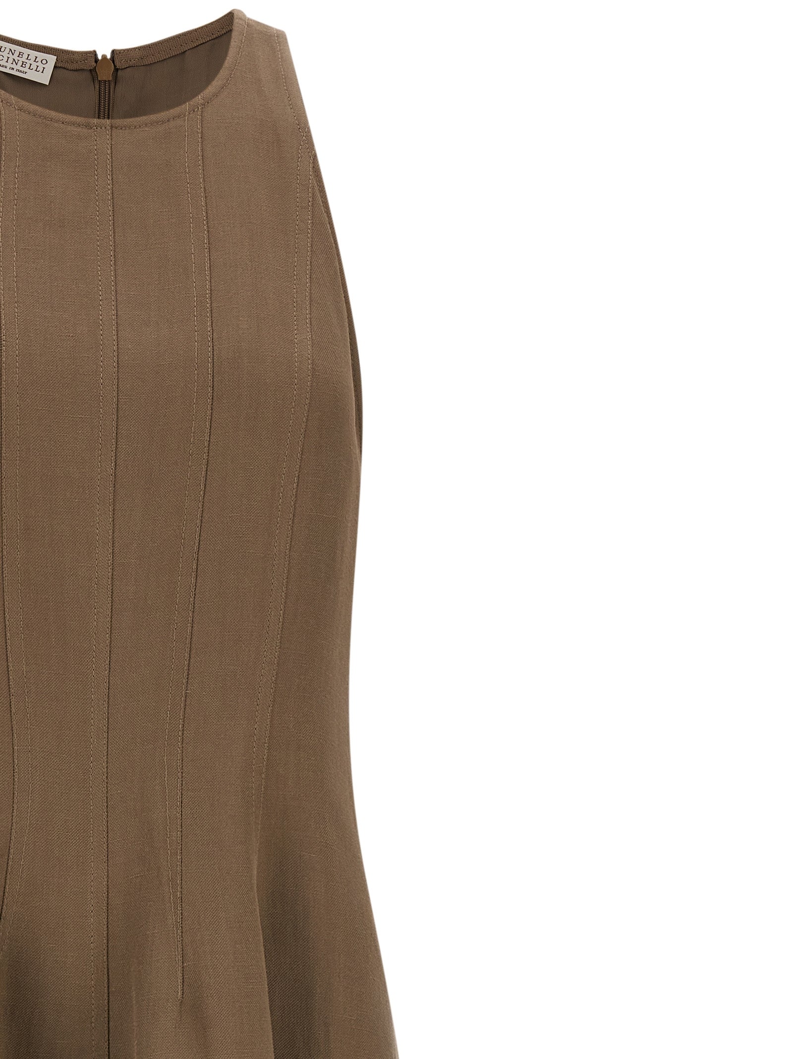 Brunello Cucinelli Brown Viscose Midi Women's Dress