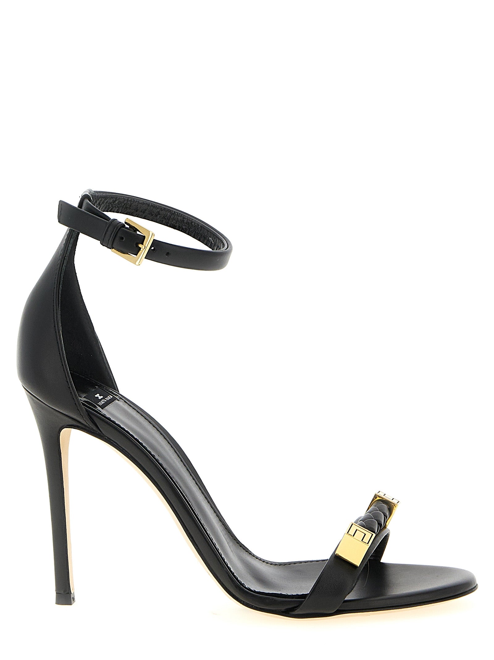 Elisabetta Franchi Black Leather Stiletto Heel Women's Sandals