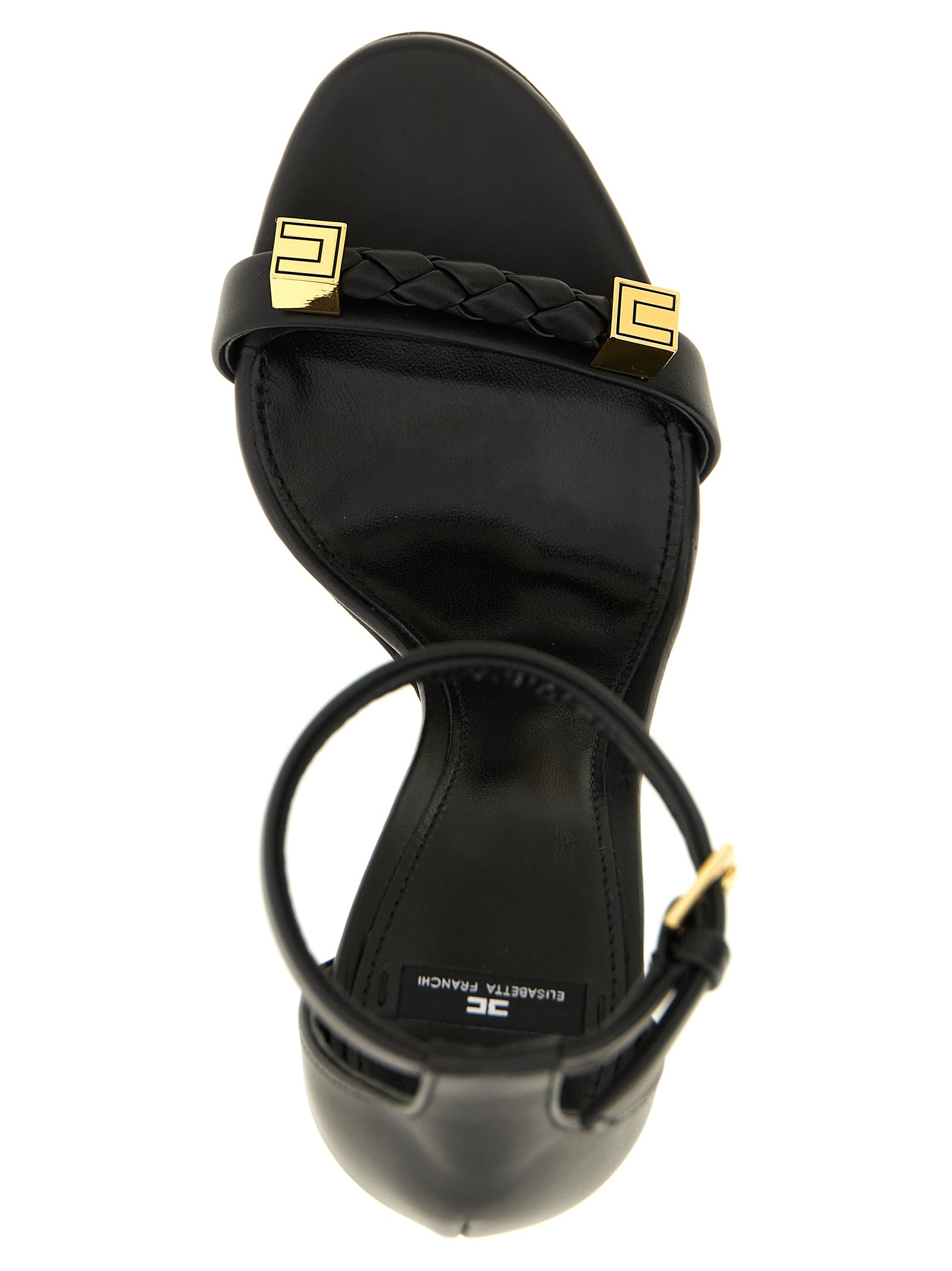 Elisabetta Franchi Black Leather Stiletto Heel Women's Sandals