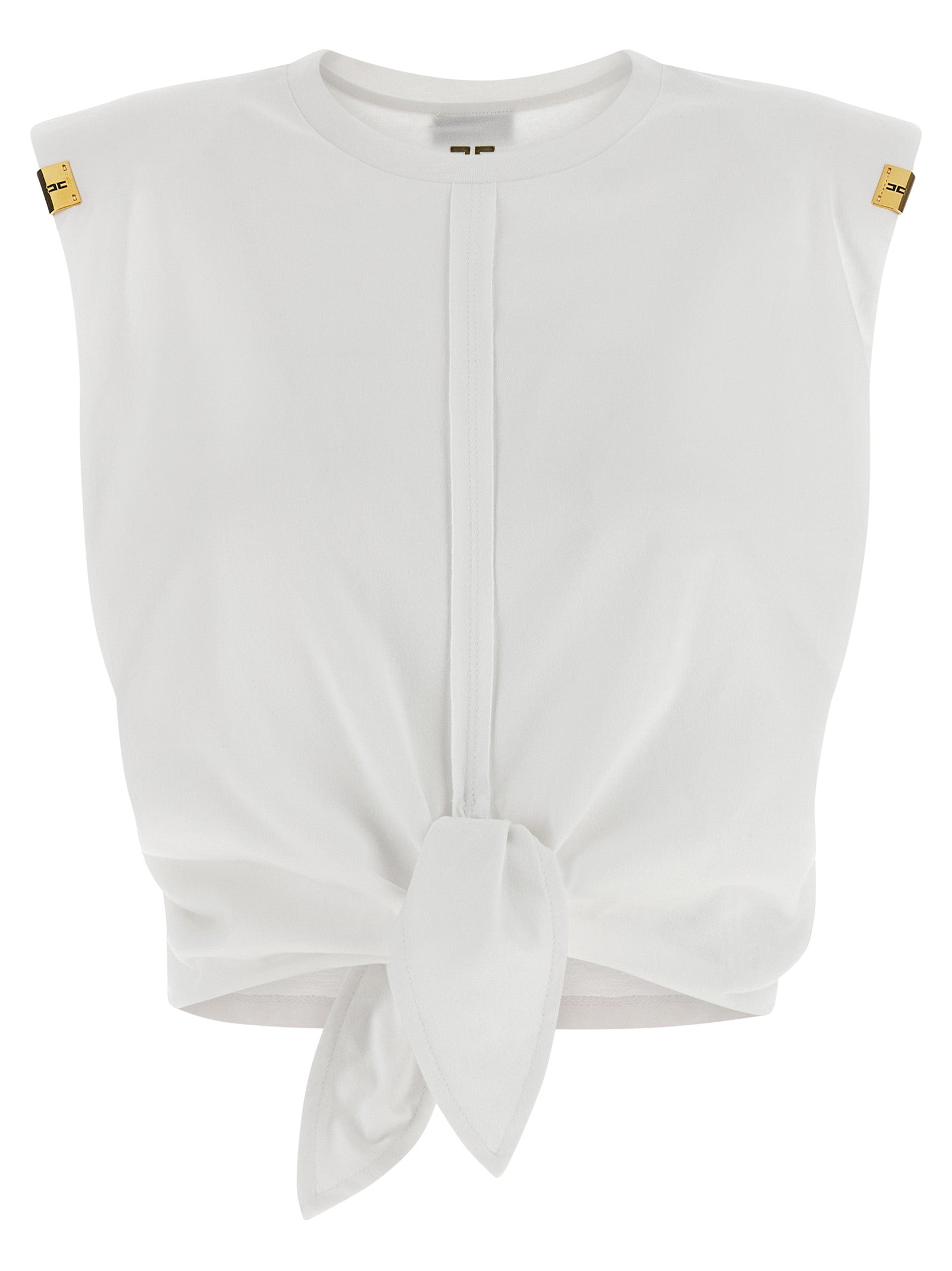 Elisabetta Franchi White Cotton Sleeveles Women's T-Shirt