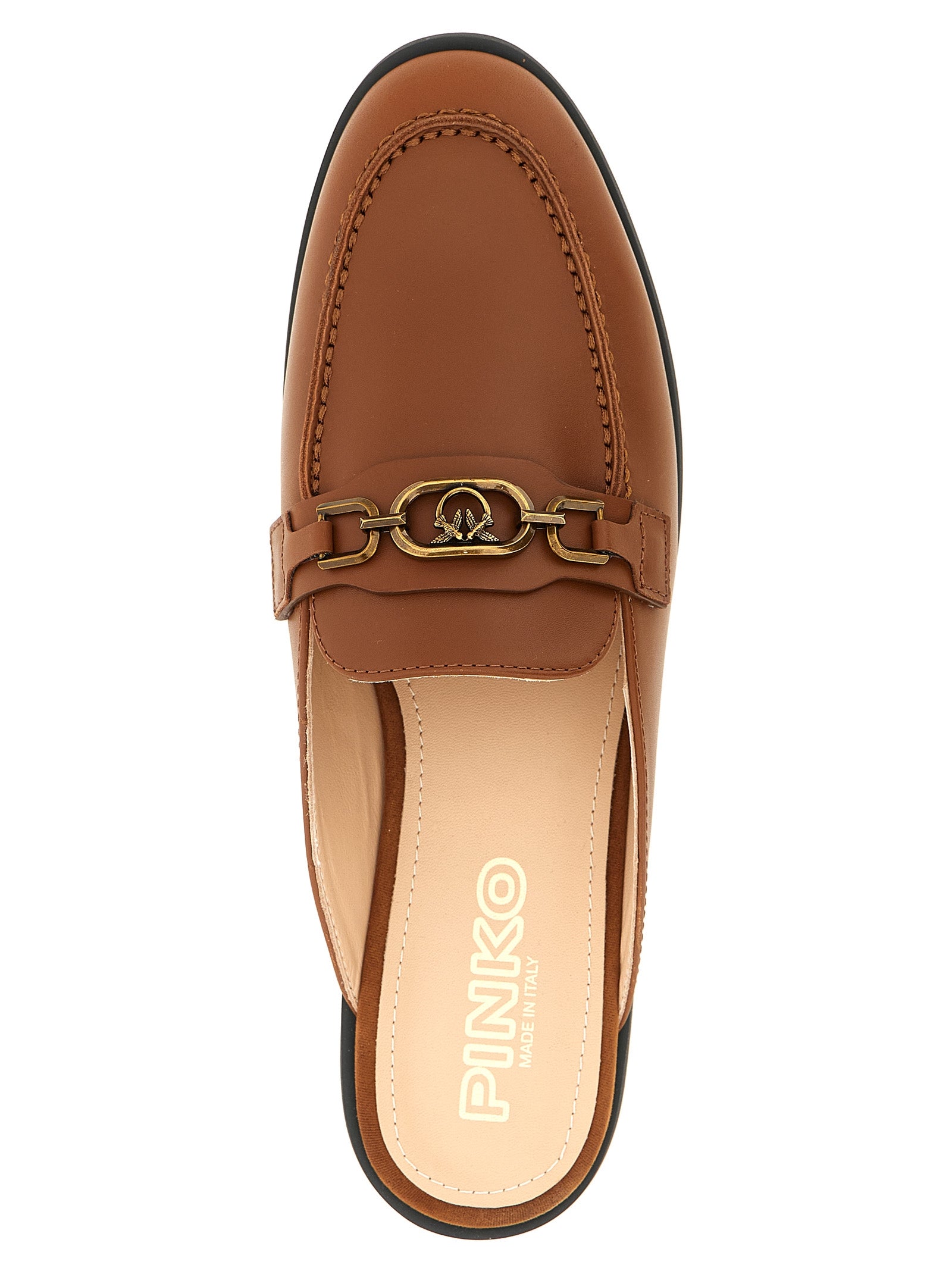 PINKO Brown Calfskin Women's Flats