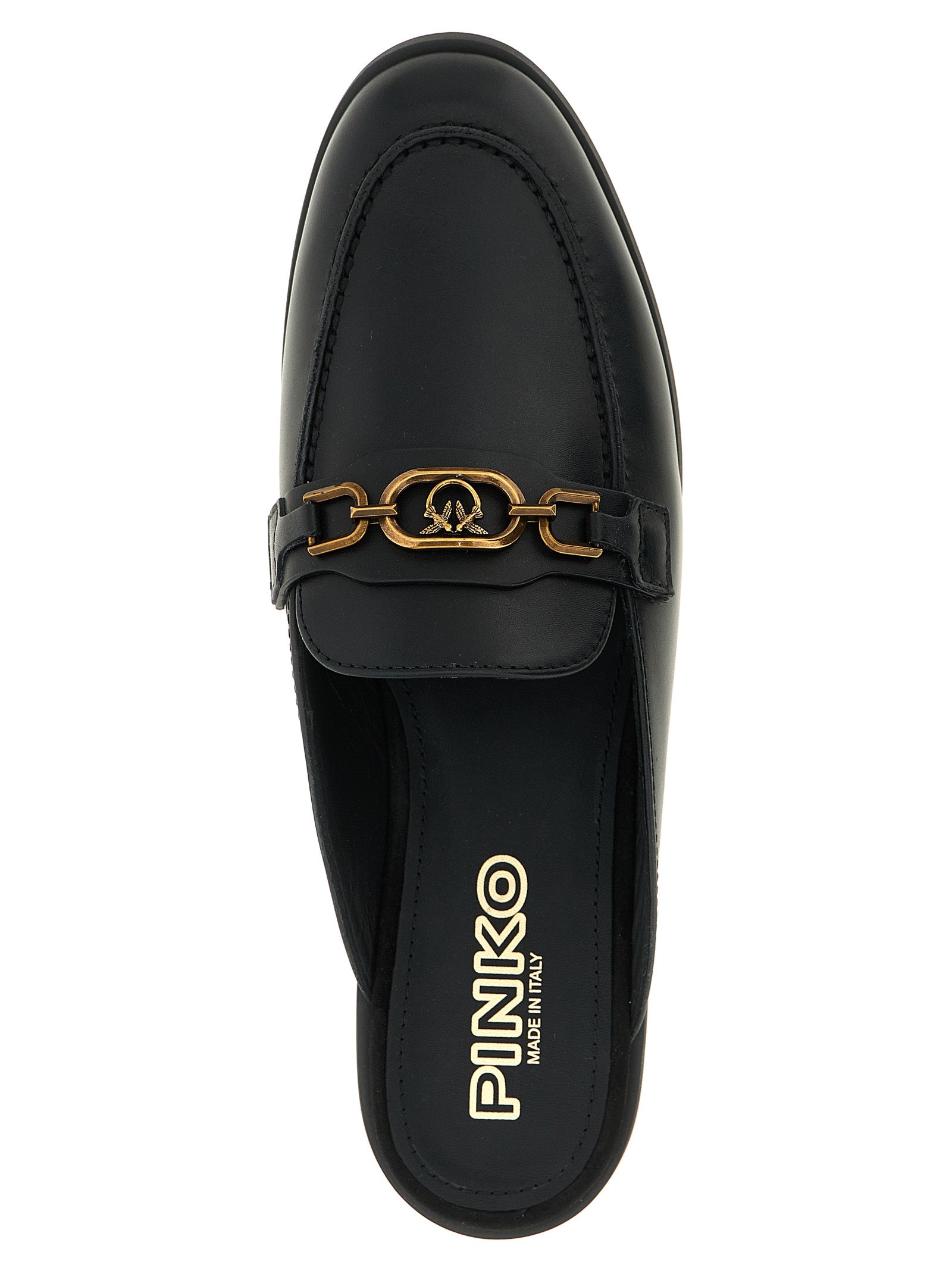 PINKO Black Calfskin Women's Slides