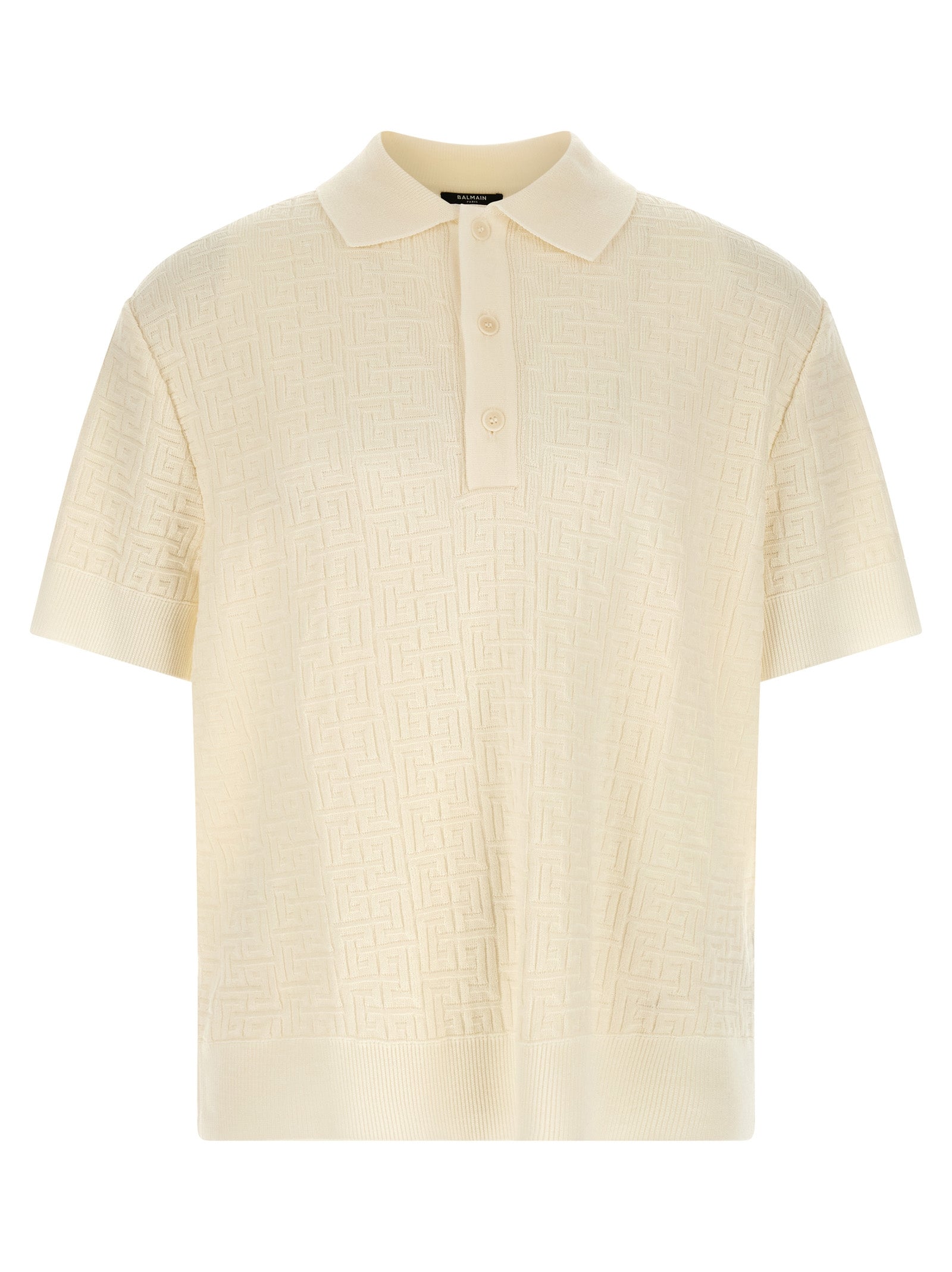 Balmain White Wool Polo Men's Shirt