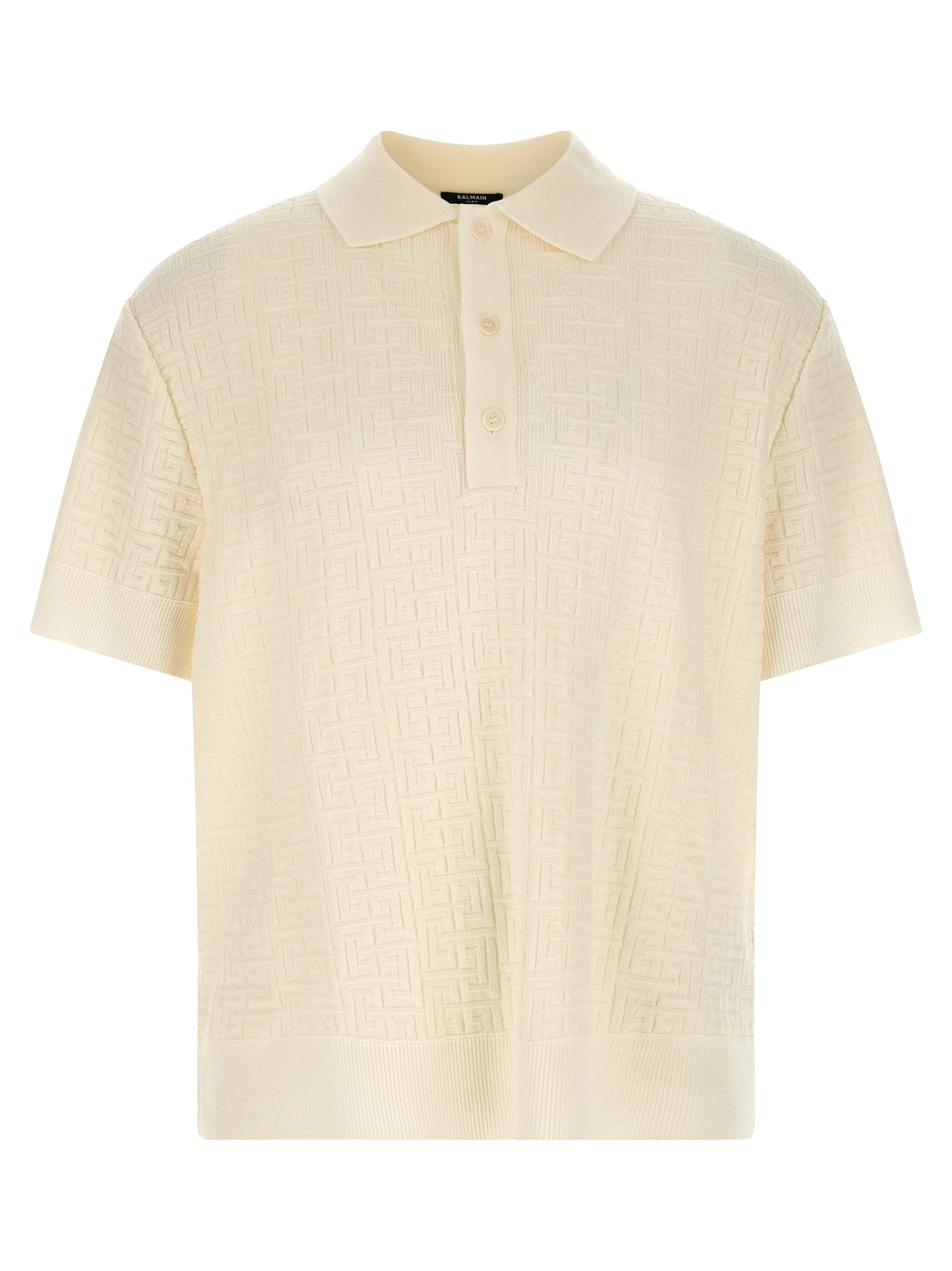 Balmain White Wool Polo Men's Shirt