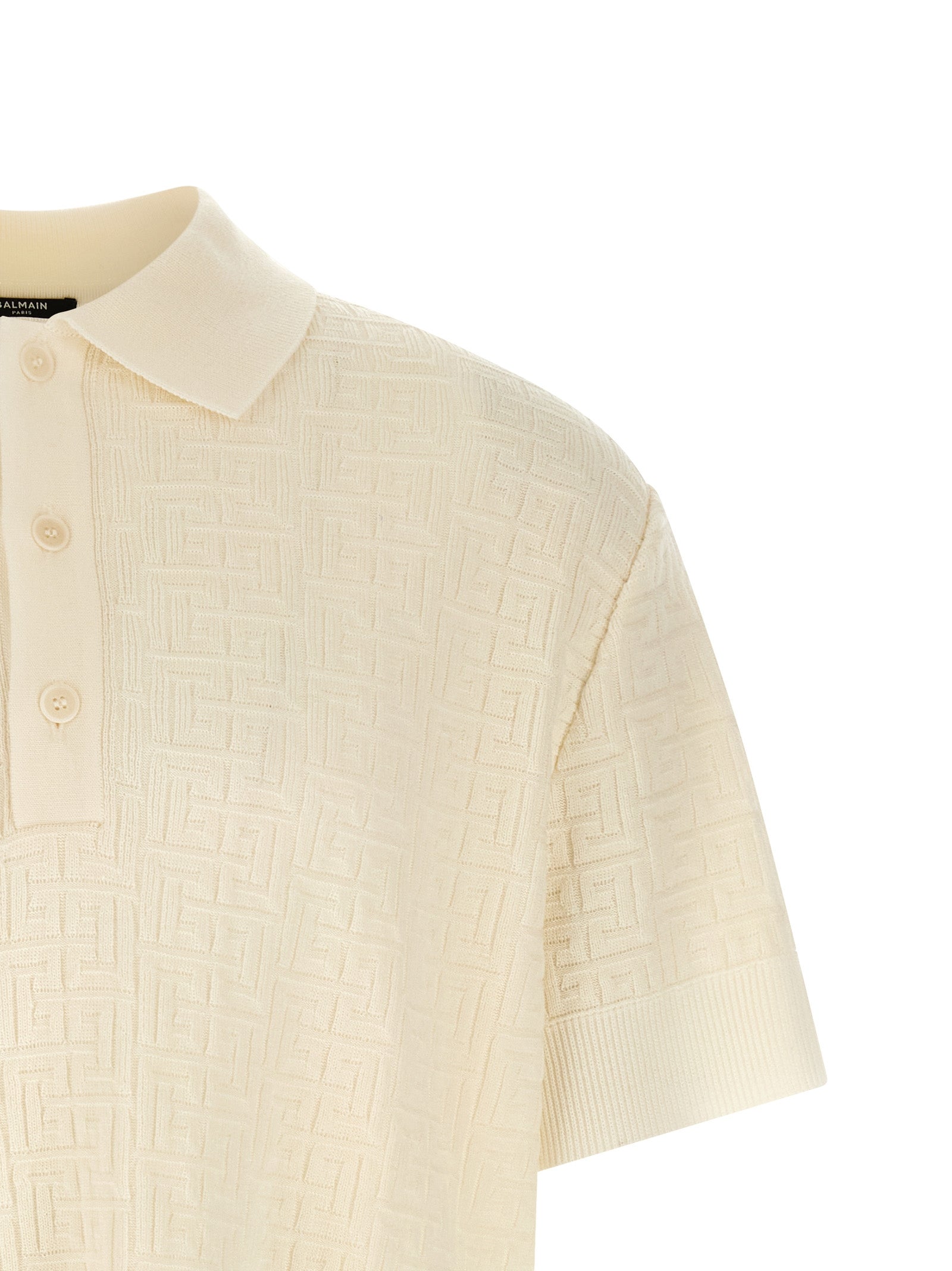 Balmain White Wool Polo Men's Shirt