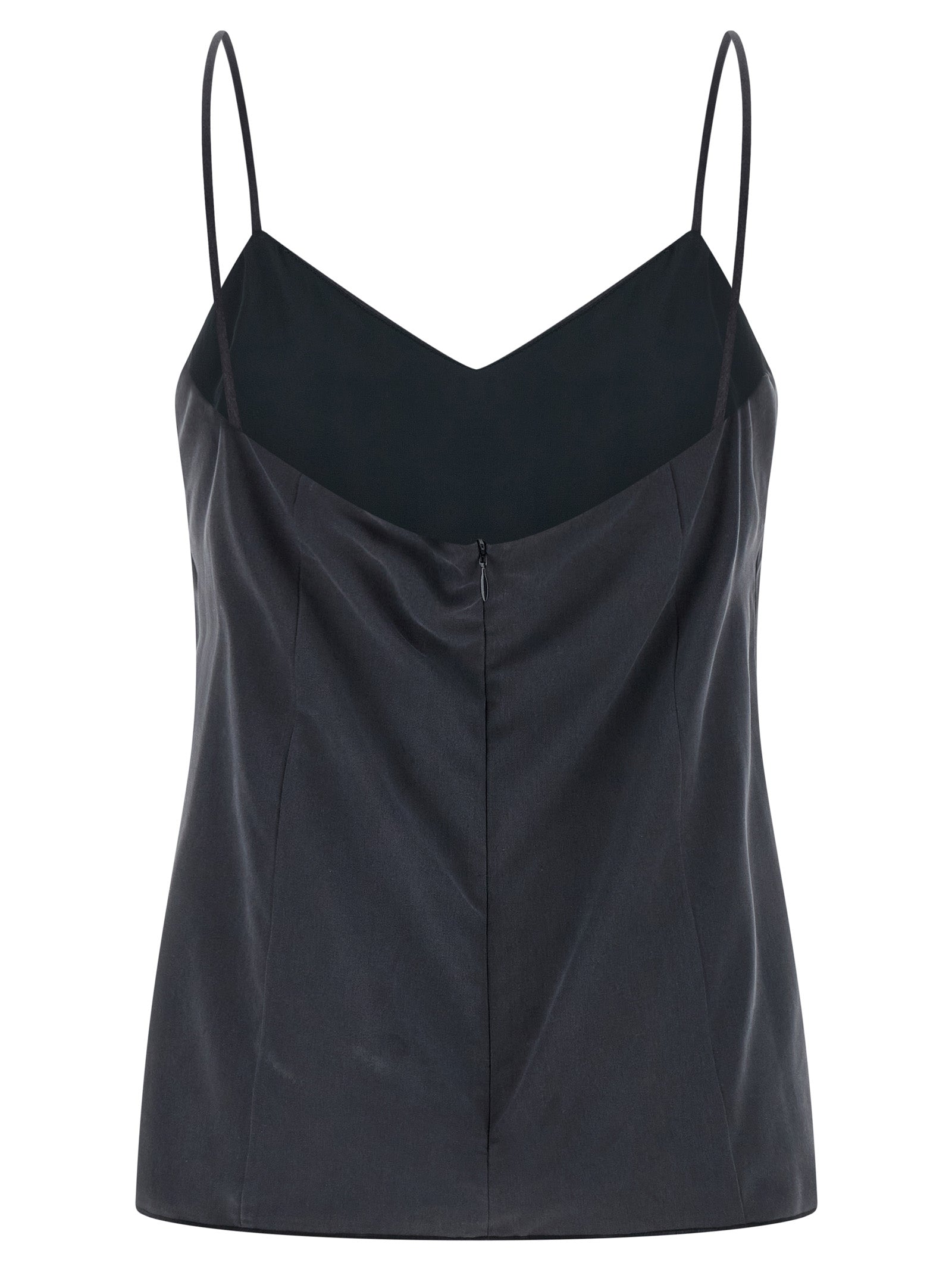Max Mara Gray Silk Sleeveles Women's T-Shirt