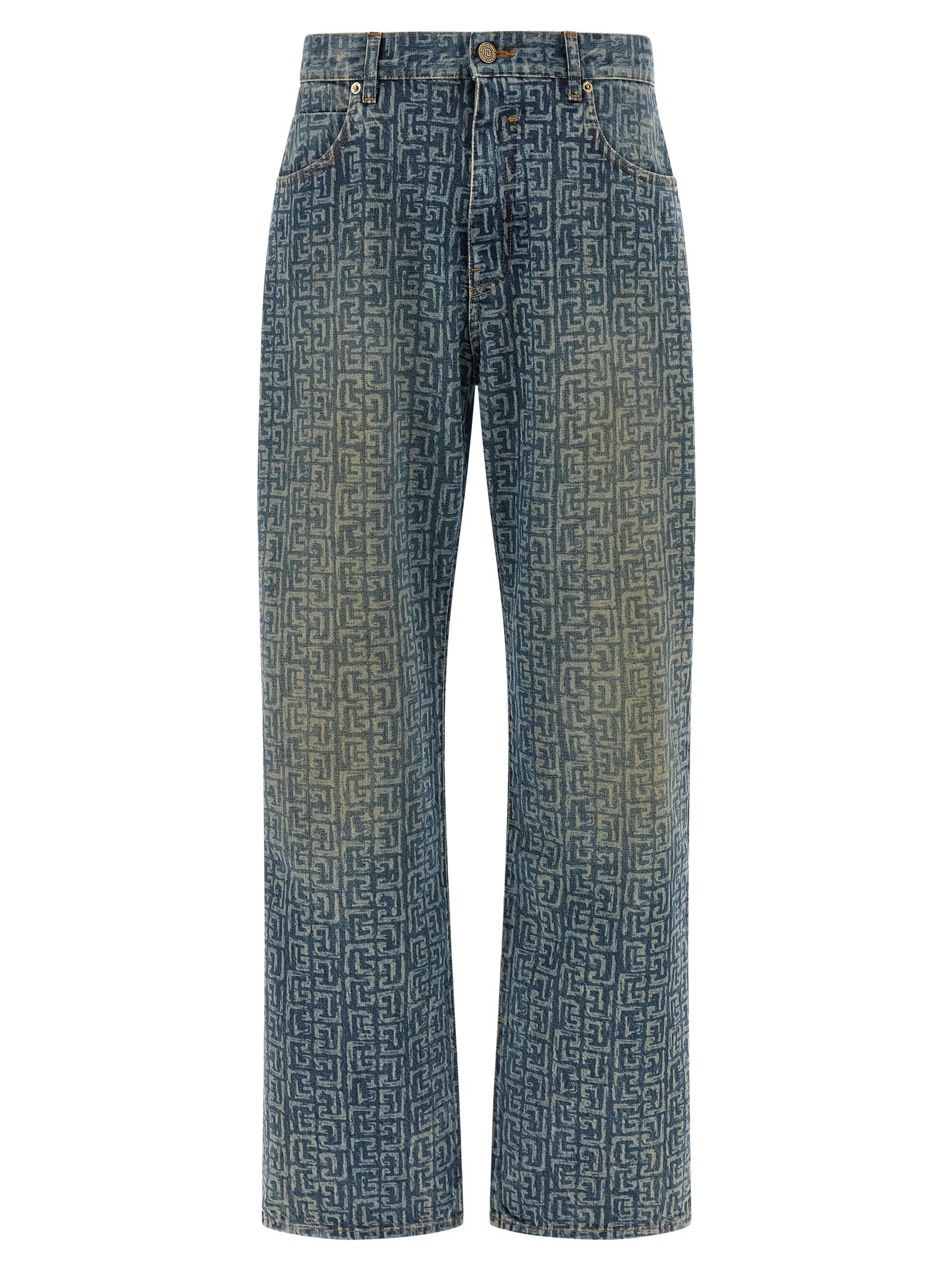 Balmain Blue Cotton Straight-Leg Men's Jeans