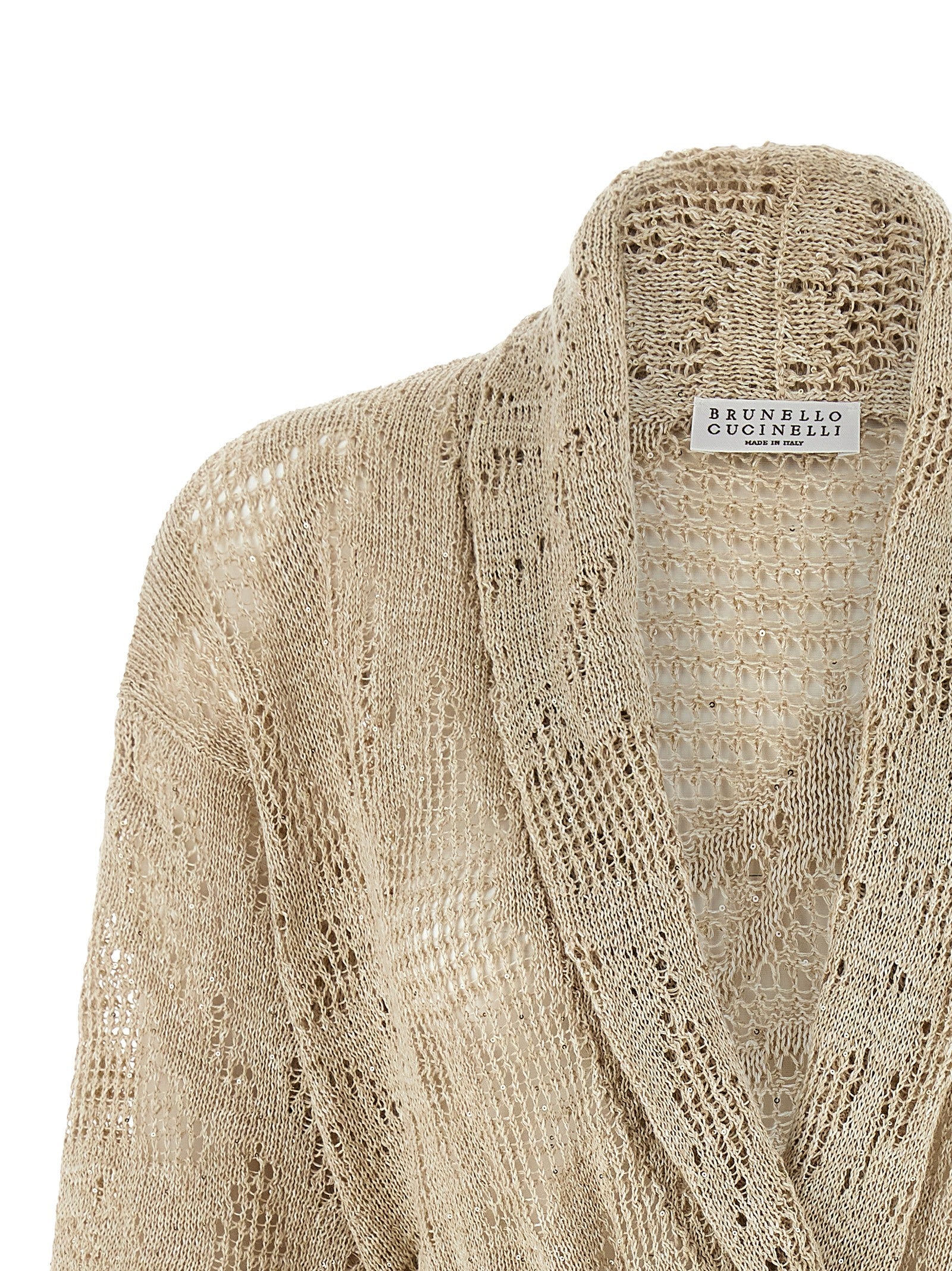 Brunello Cucinelli Beige Linen Women's Cardigan