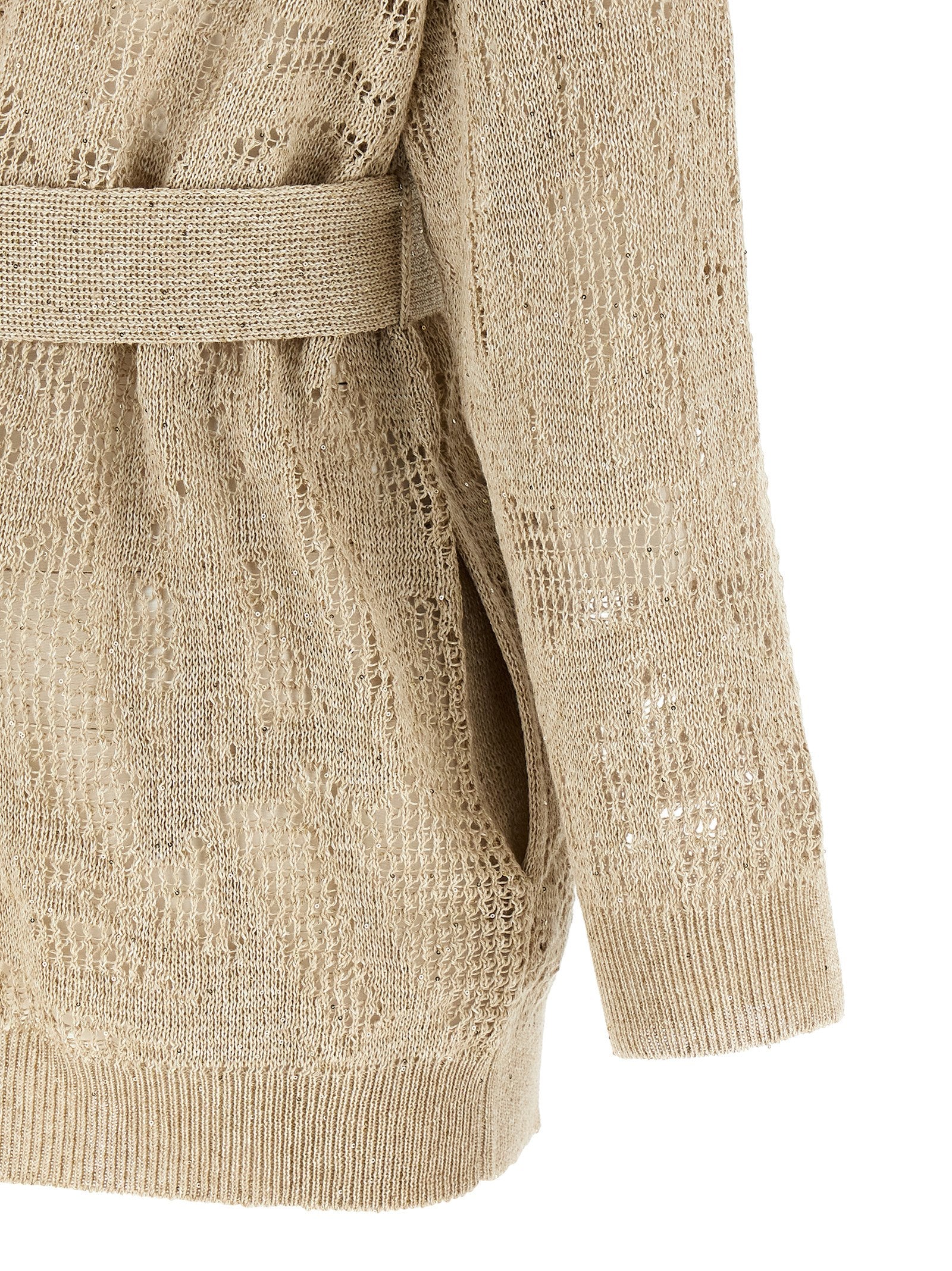 Brunello Cucinelli Beige Linen Women's Cardigan