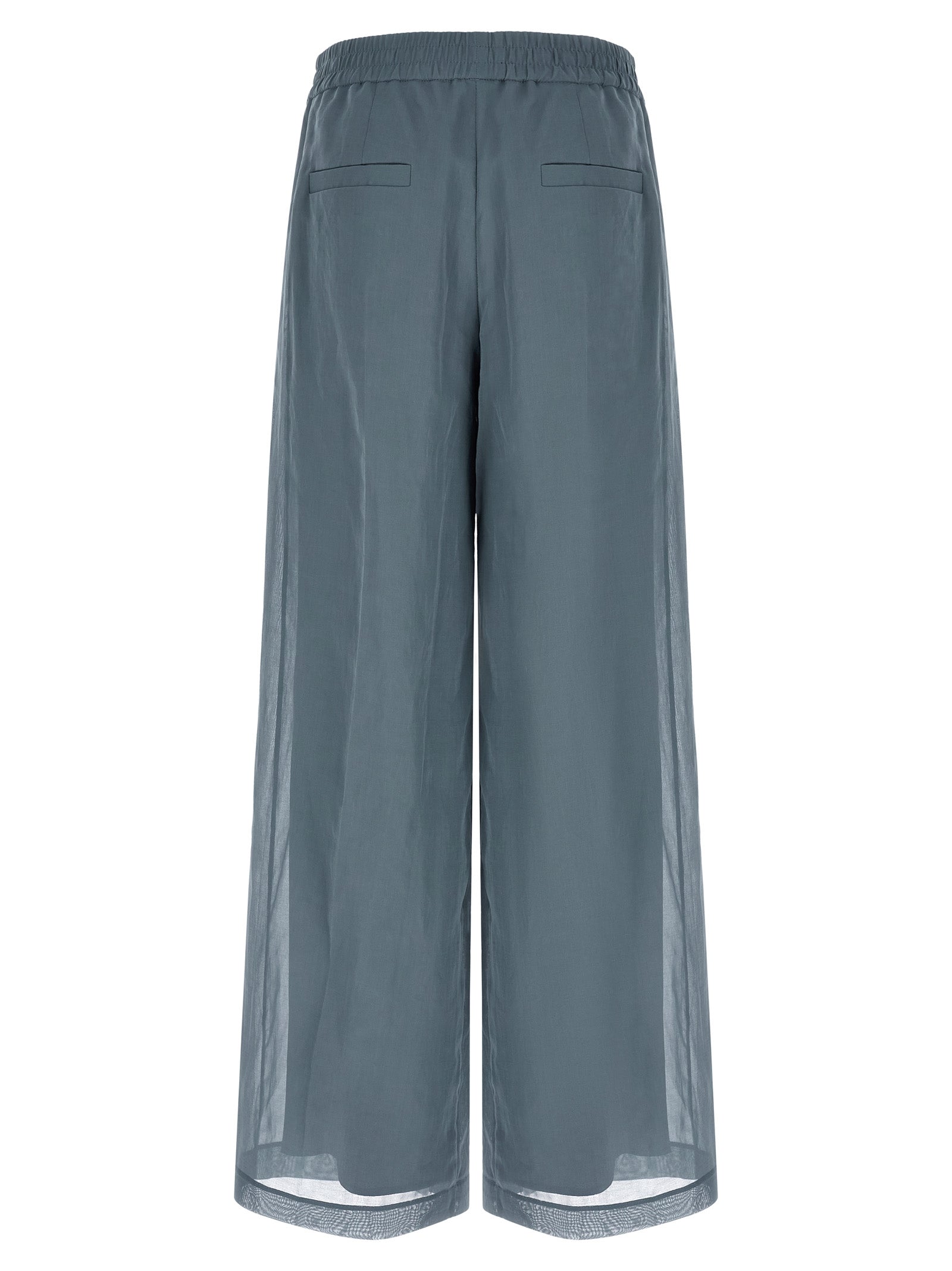 Brunello Cucinelli Blue Cotton Casual Women's Pants