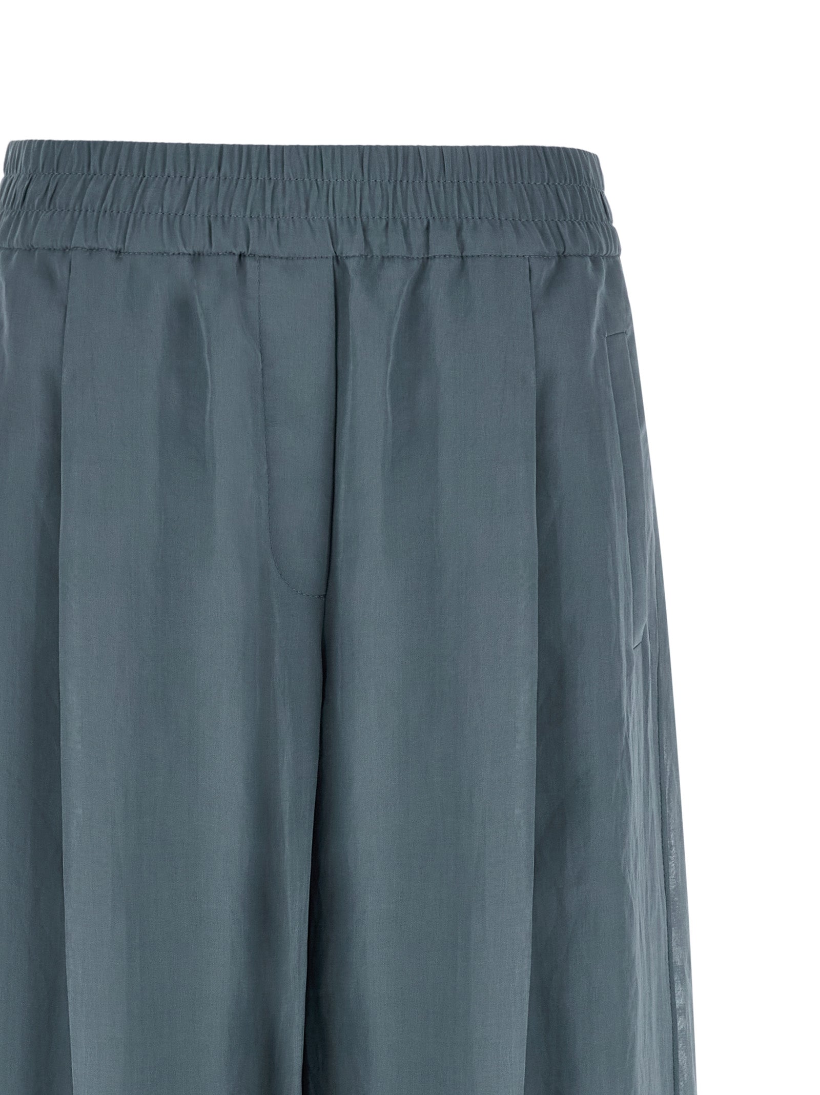 Brunello Cucinelli Blue Cotton Casual Women's Pants