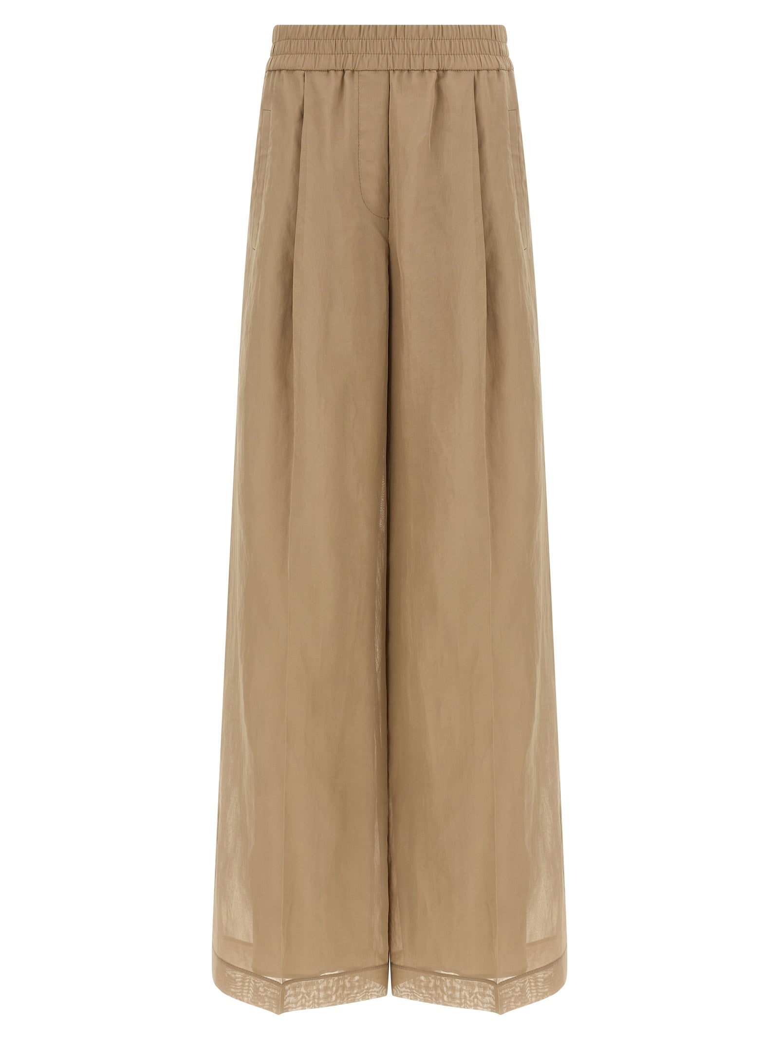 Brunello Cucinelli Beige Cotton Casual Women's Pants