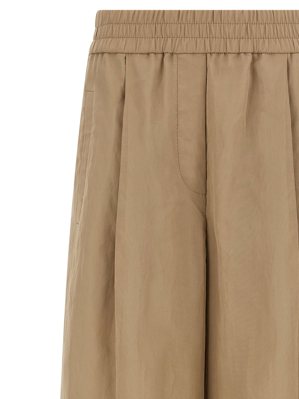 Brunello Cucinelli Beige Cotton Casual Women's Pants