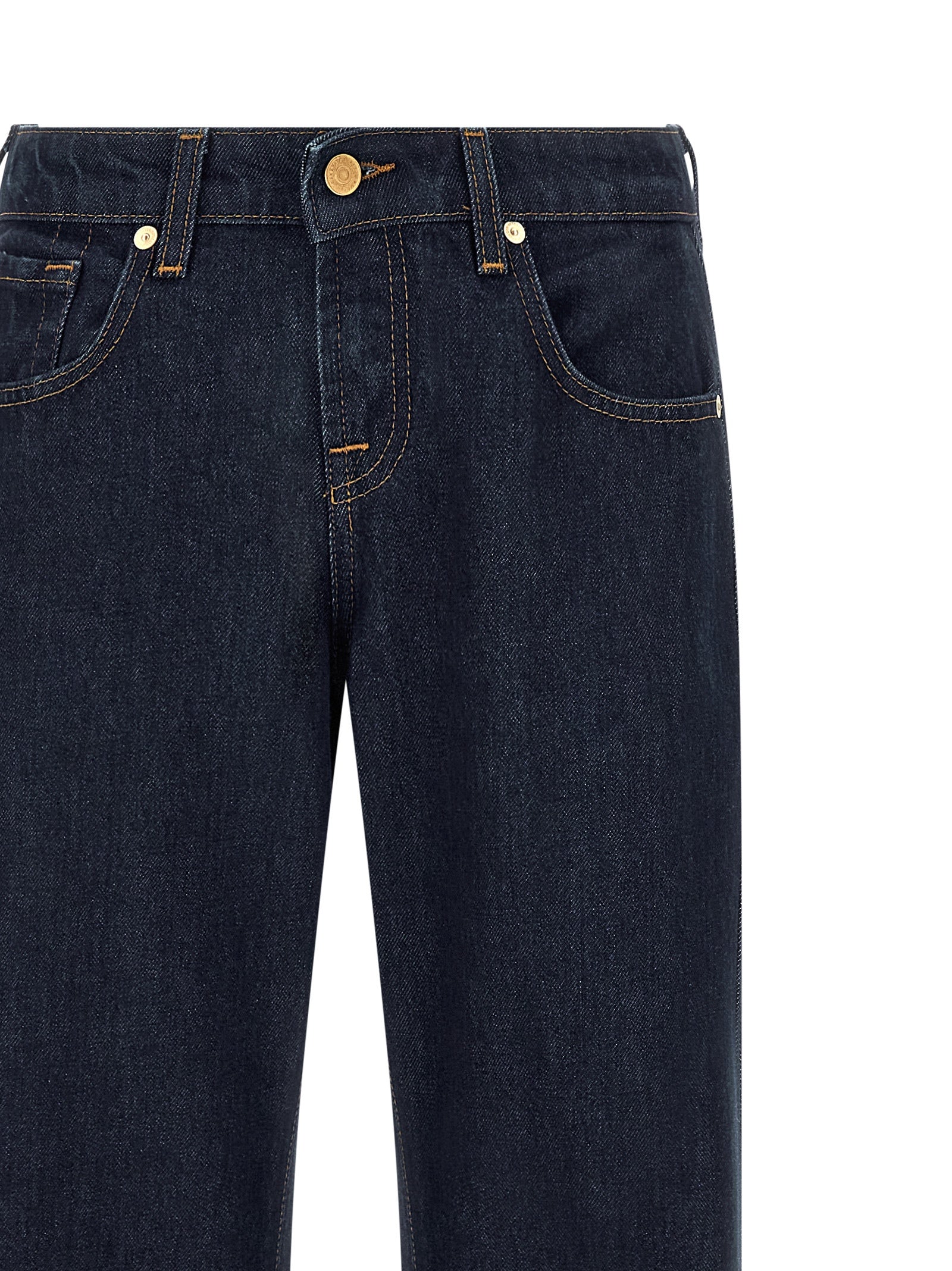 7 For All Mankind Blue Cotton Straight-Leg Women's Jeans