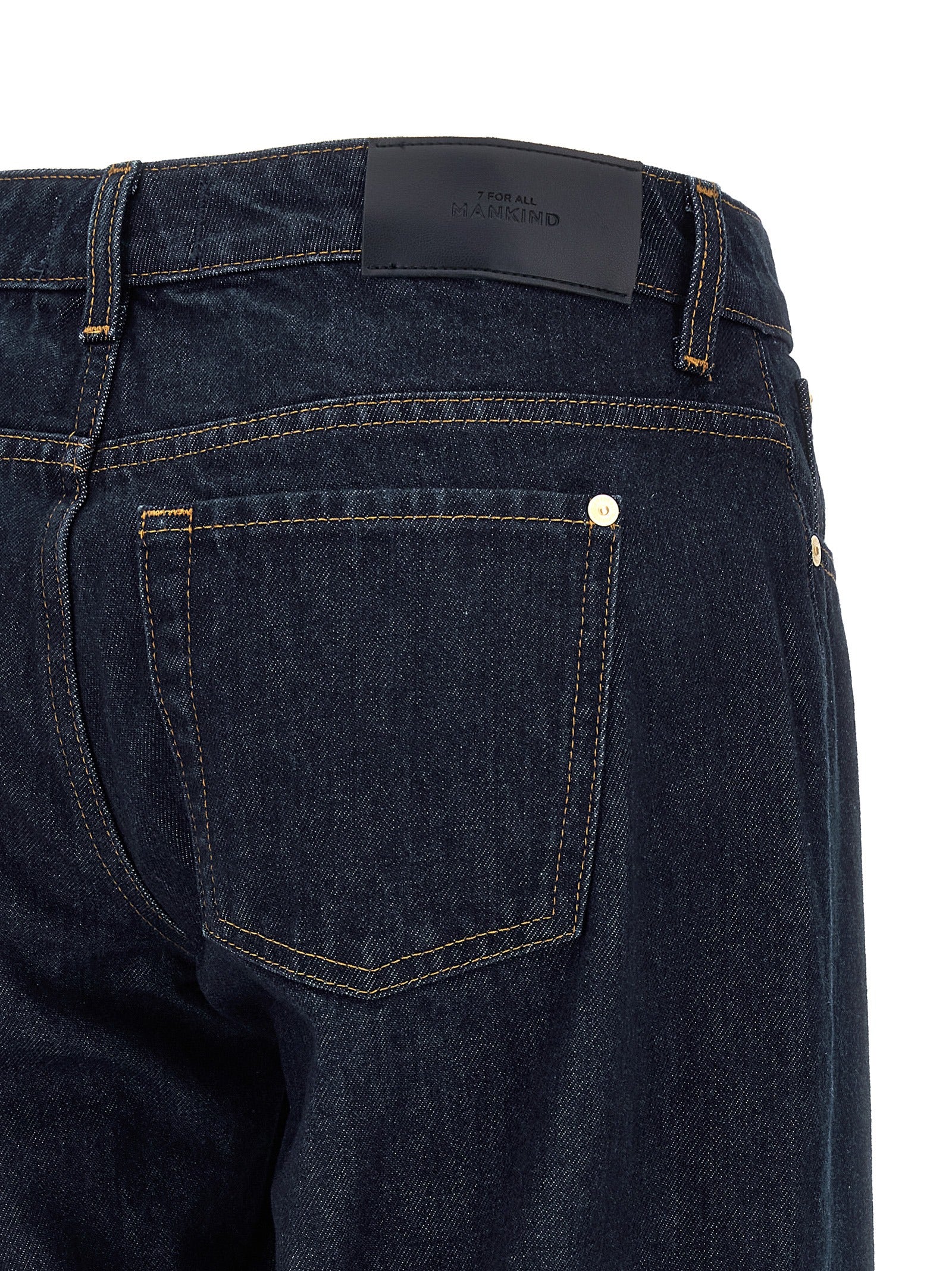 7 For All Mankind Blue Cotton Straight-Leg Women's Jeans