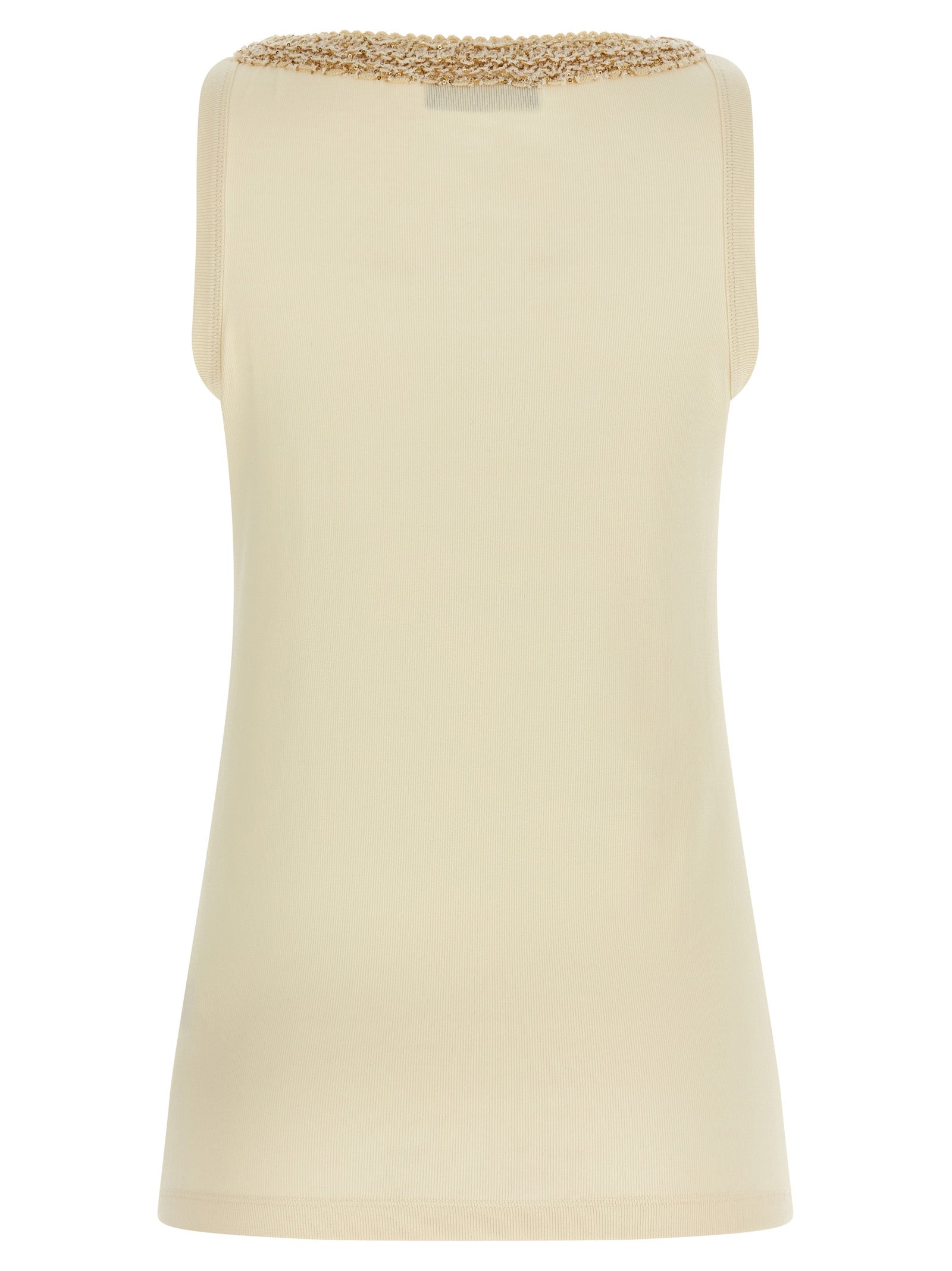 Fabiana Filippi Beige Cotton Sleeveles Women's T-Shirt