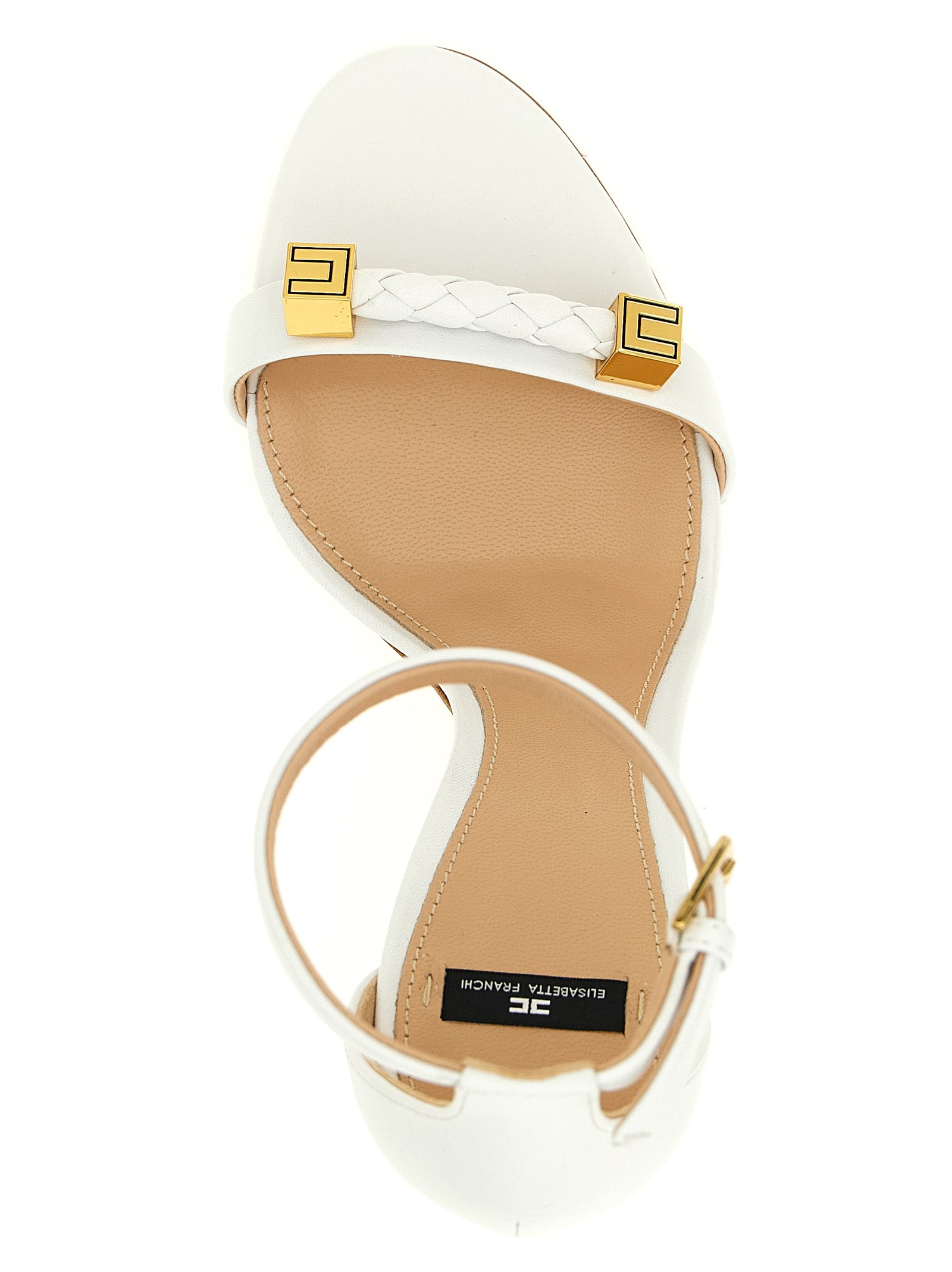 Elisabetta Franchi White Leather Stiletto Heel Women's Sandals