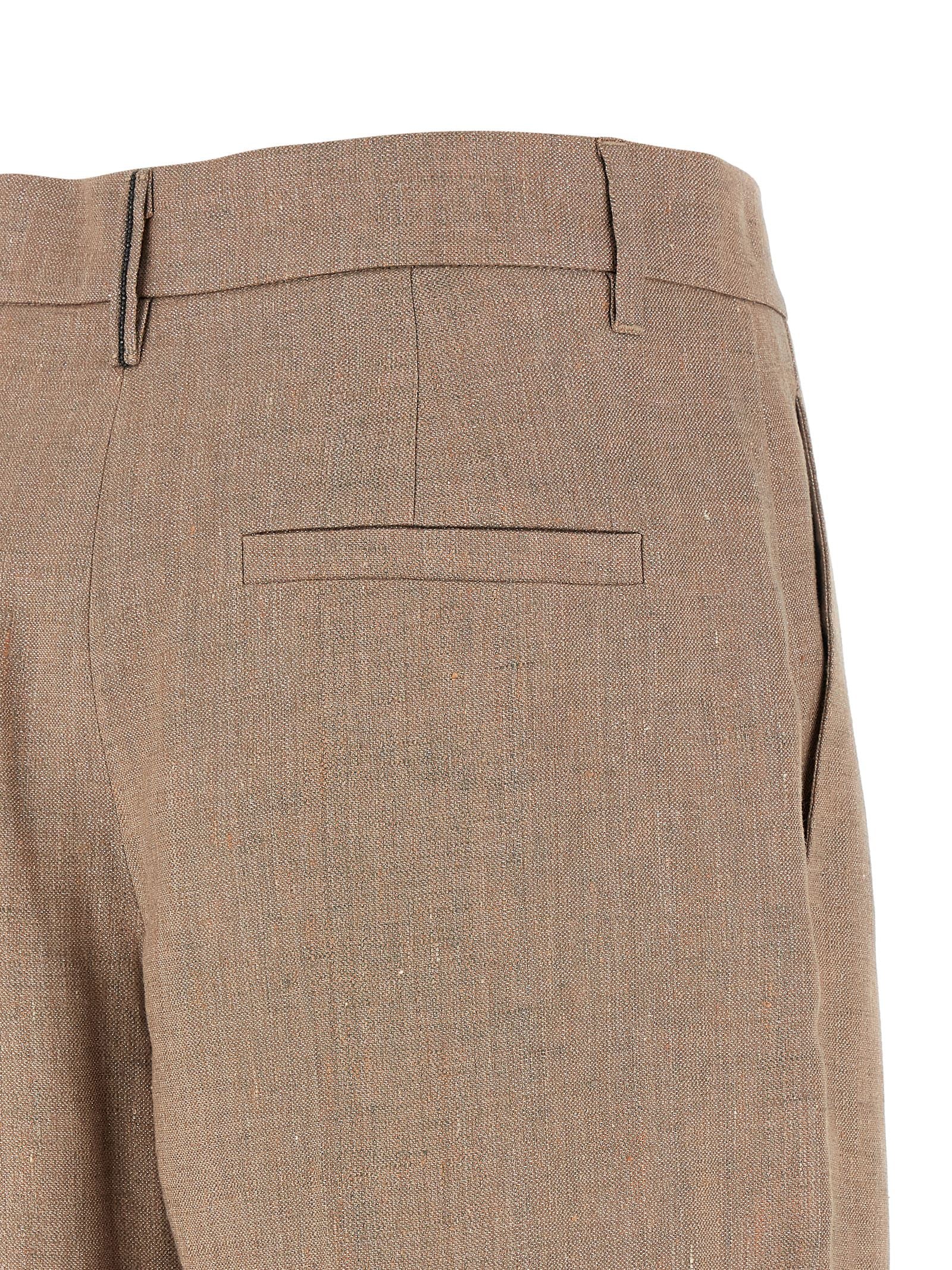 Brunello Cucinelli Multicolor Linen Flared Women's Pants
