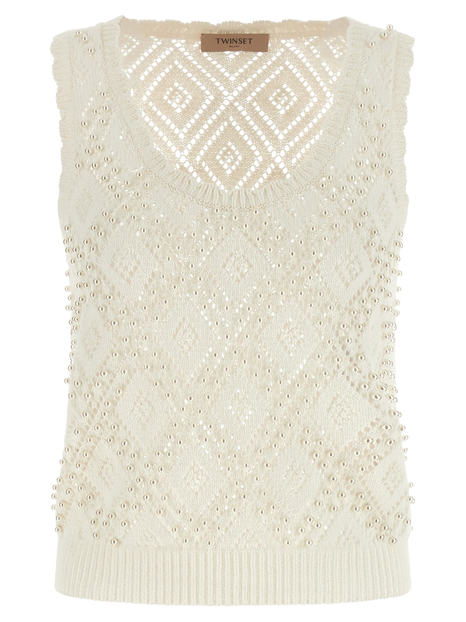 Twinset White Cotton Sleeveles Women's T-Shirt