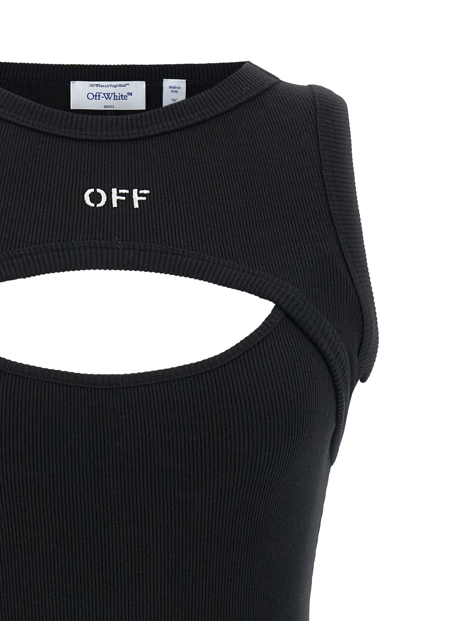 Off-White Bicolor Cotton Short Women's Dress
