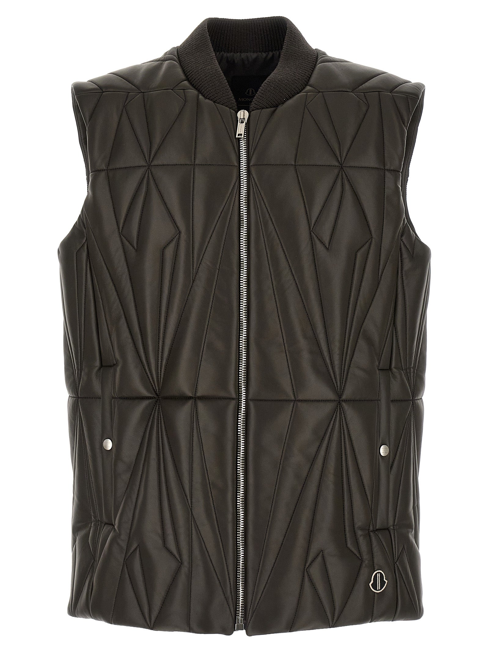Rick Owens Brown Lamb Leather Sleeveless Men's Jacket