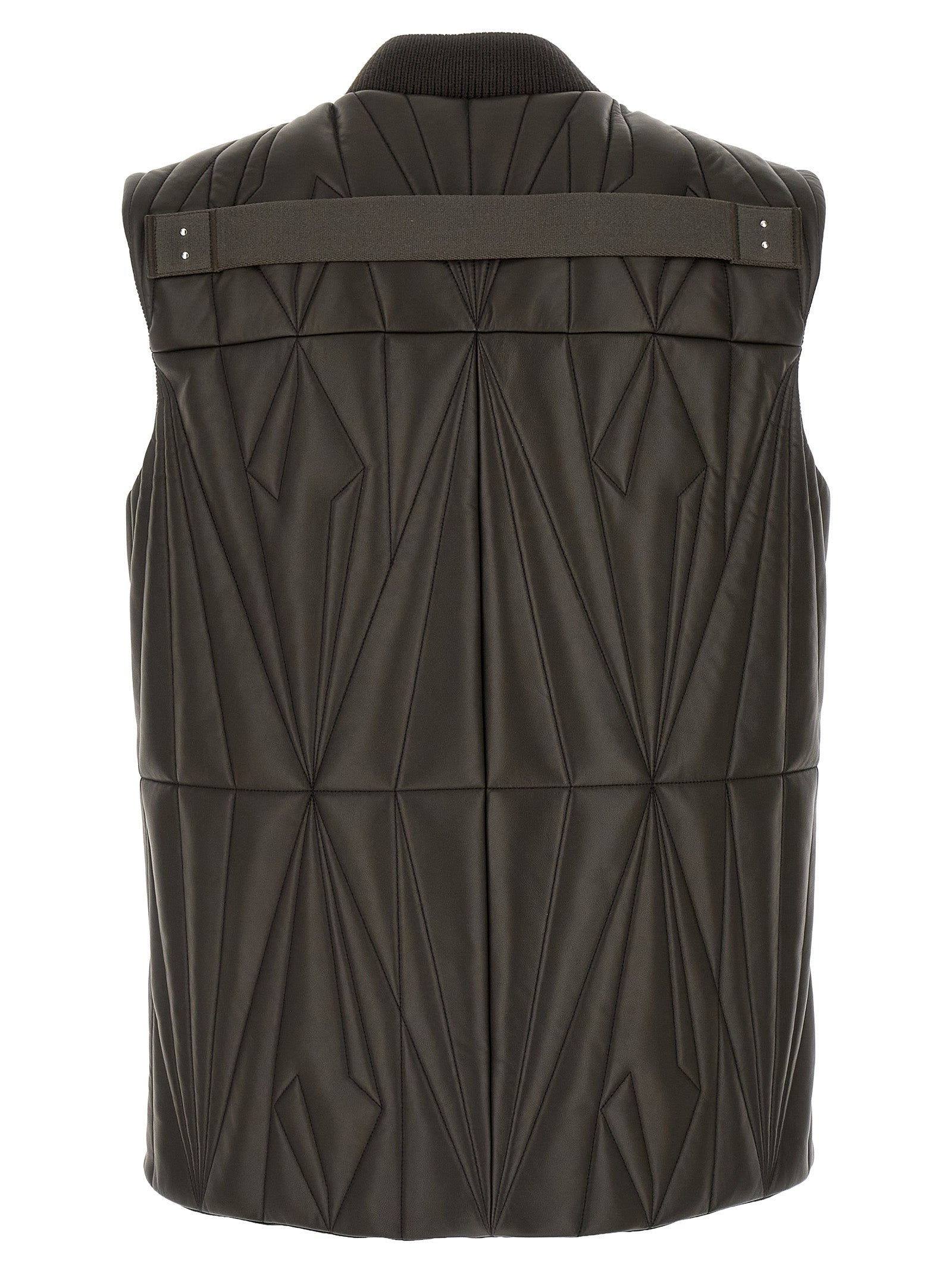 Rick Owens Brown Lamb Leather Sleeveless Men's Jacket