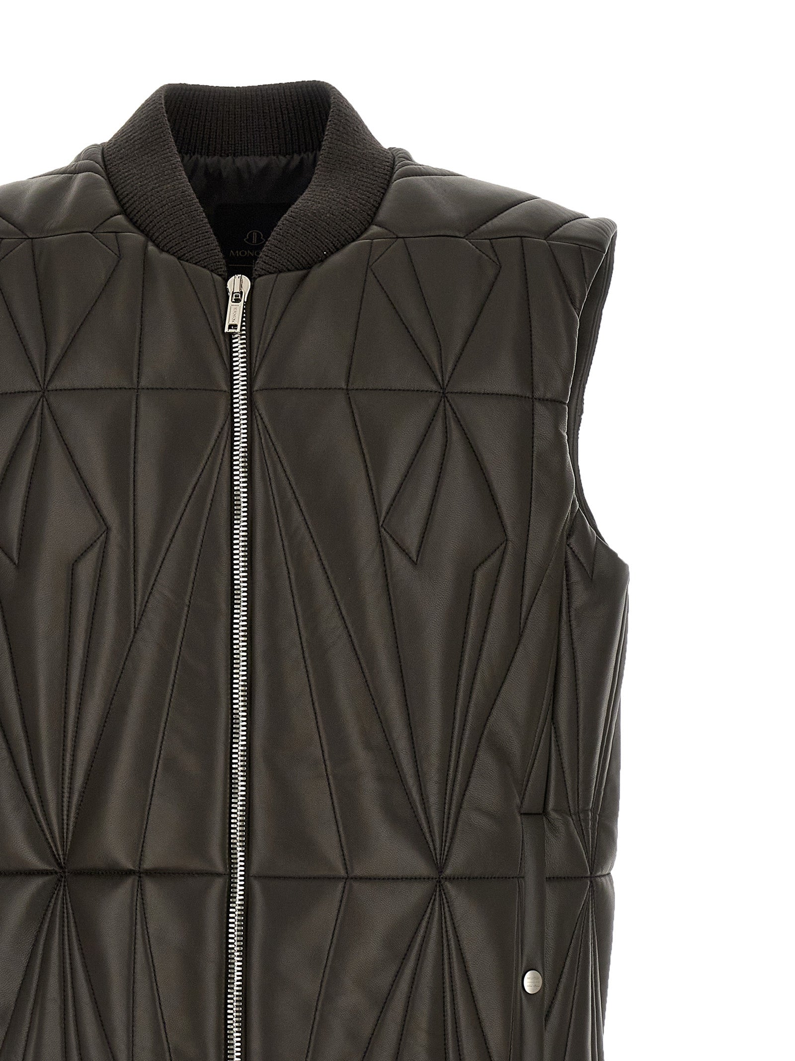 Rick Owens Brown Lamb Leather Sleeveless Men's Jacket