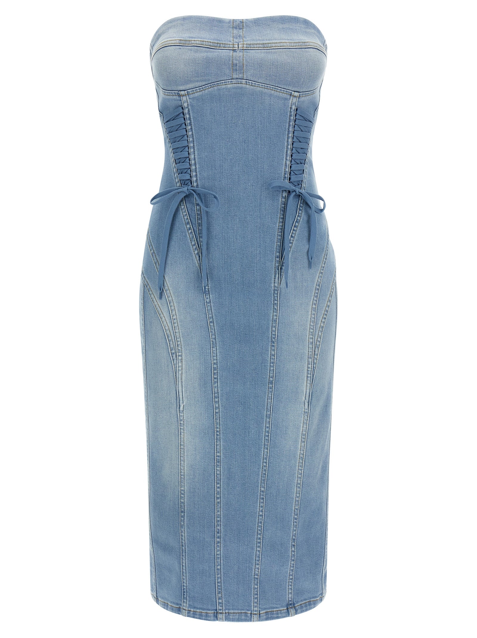 Elisabetta Franchi Blue Cotton Midi Women's Dress