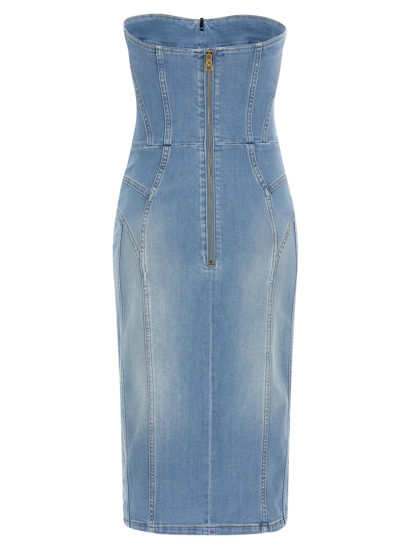 Elisabetta Franchi Blue Cotton Midi Women's Dress