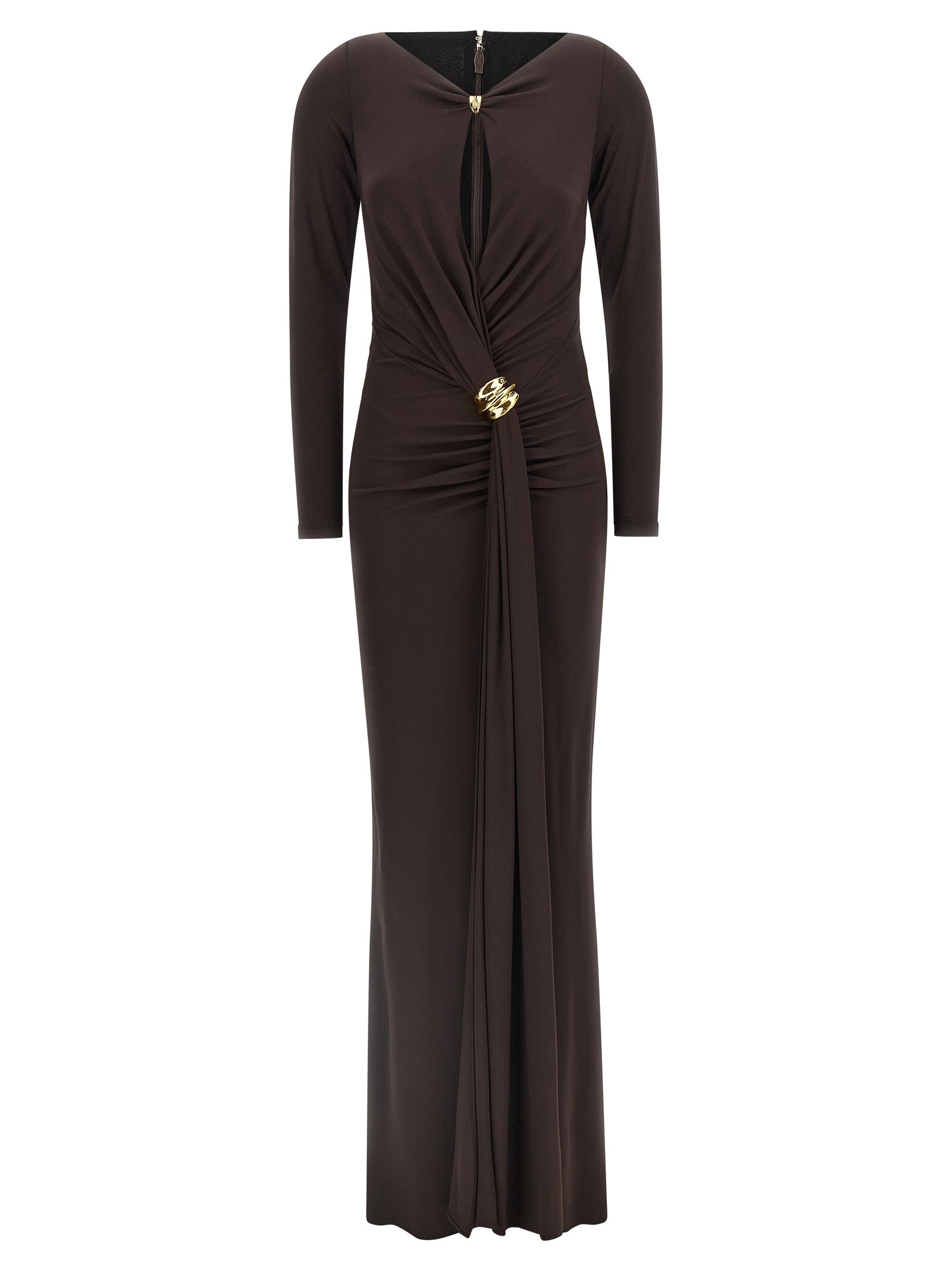 Elisabetta Franchi Brown Viscose Long Women's Dress